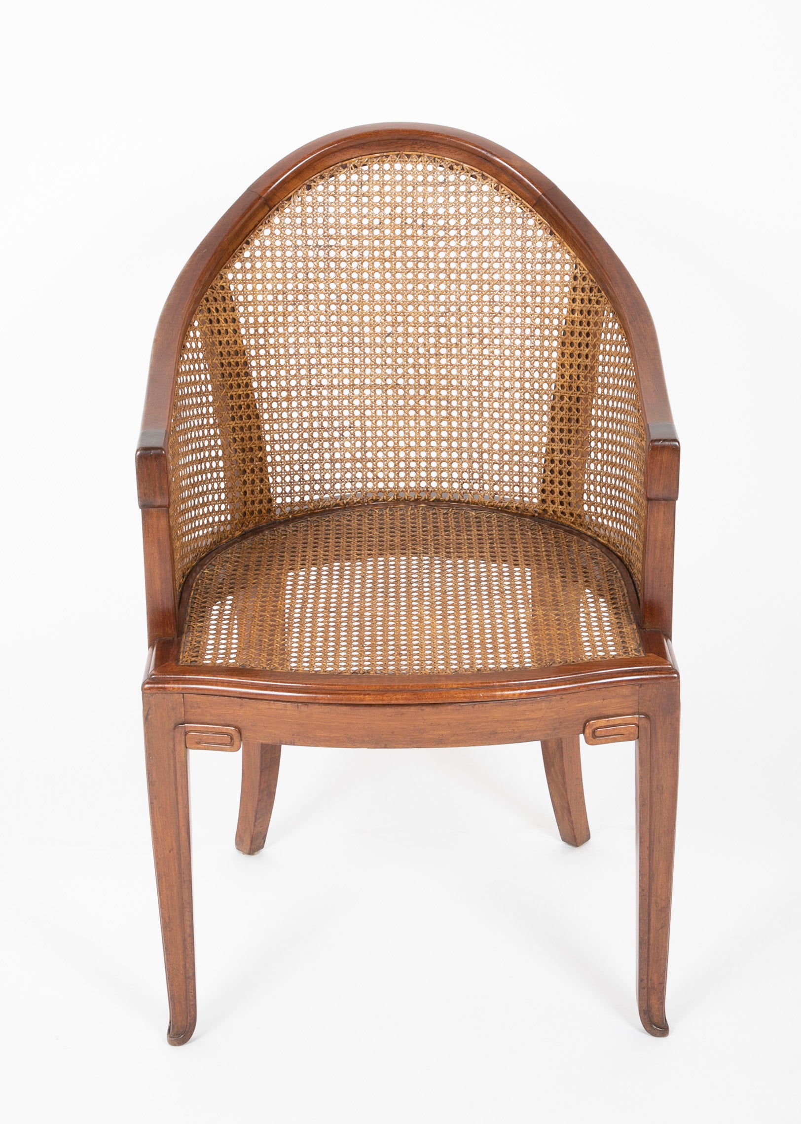 Set of Four Slip Seated Caned Back Armchairs Attributed to Maurice Dufrene