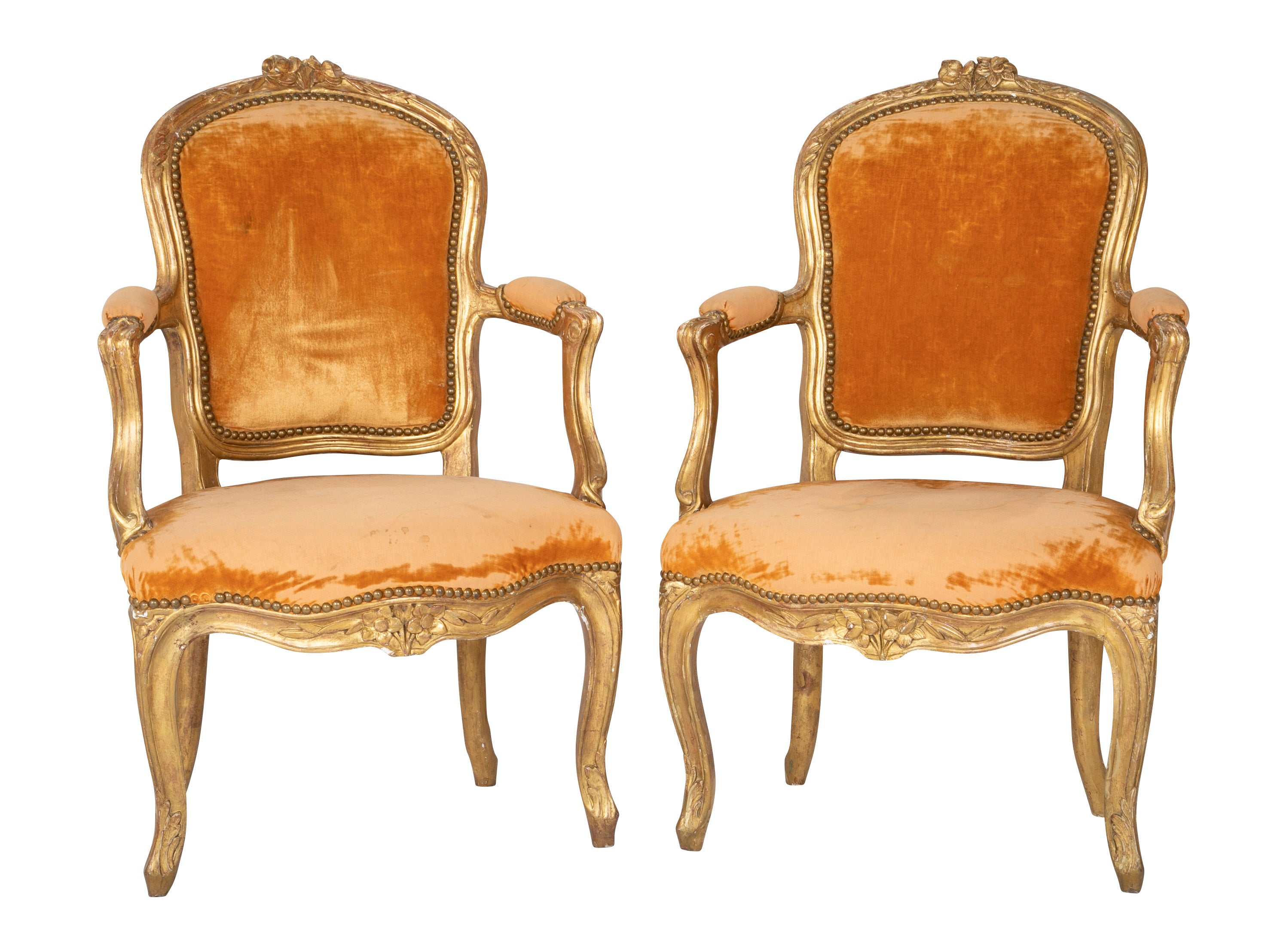 Pair of Louis XV Gilded Children's Fauteuil