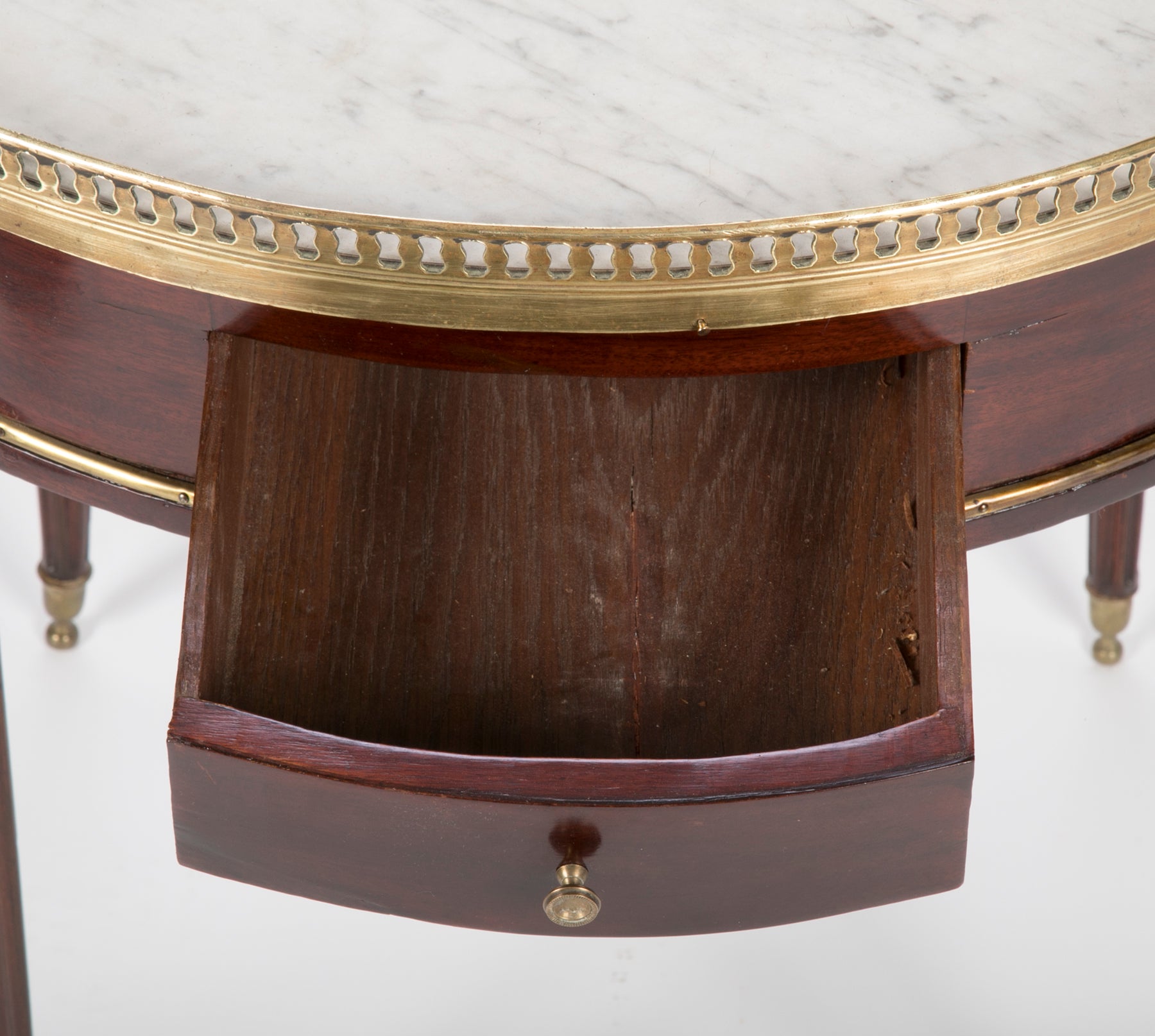 French Louis XVI Marble Top Bouillotte Table with Gallery