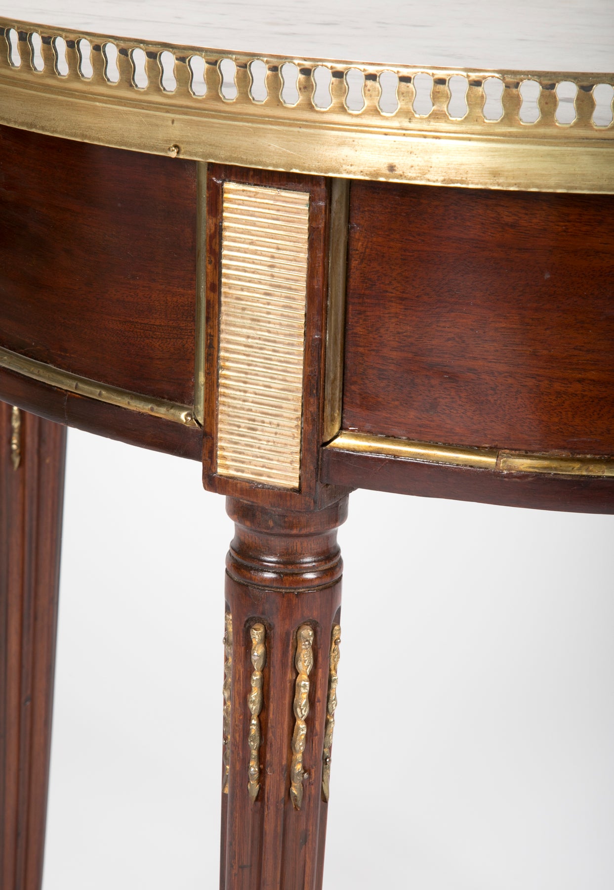 French Louis XVI Marble Top Bouillotte Table with Gallery