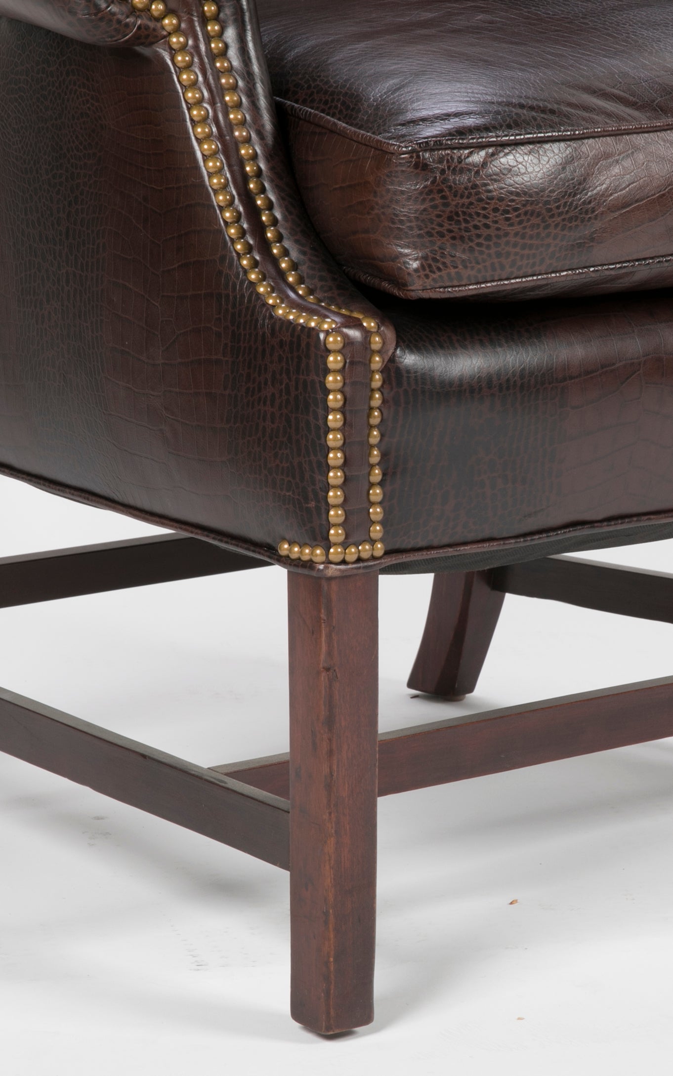 George III Mahogany Wing Chair with Leather Upholstery