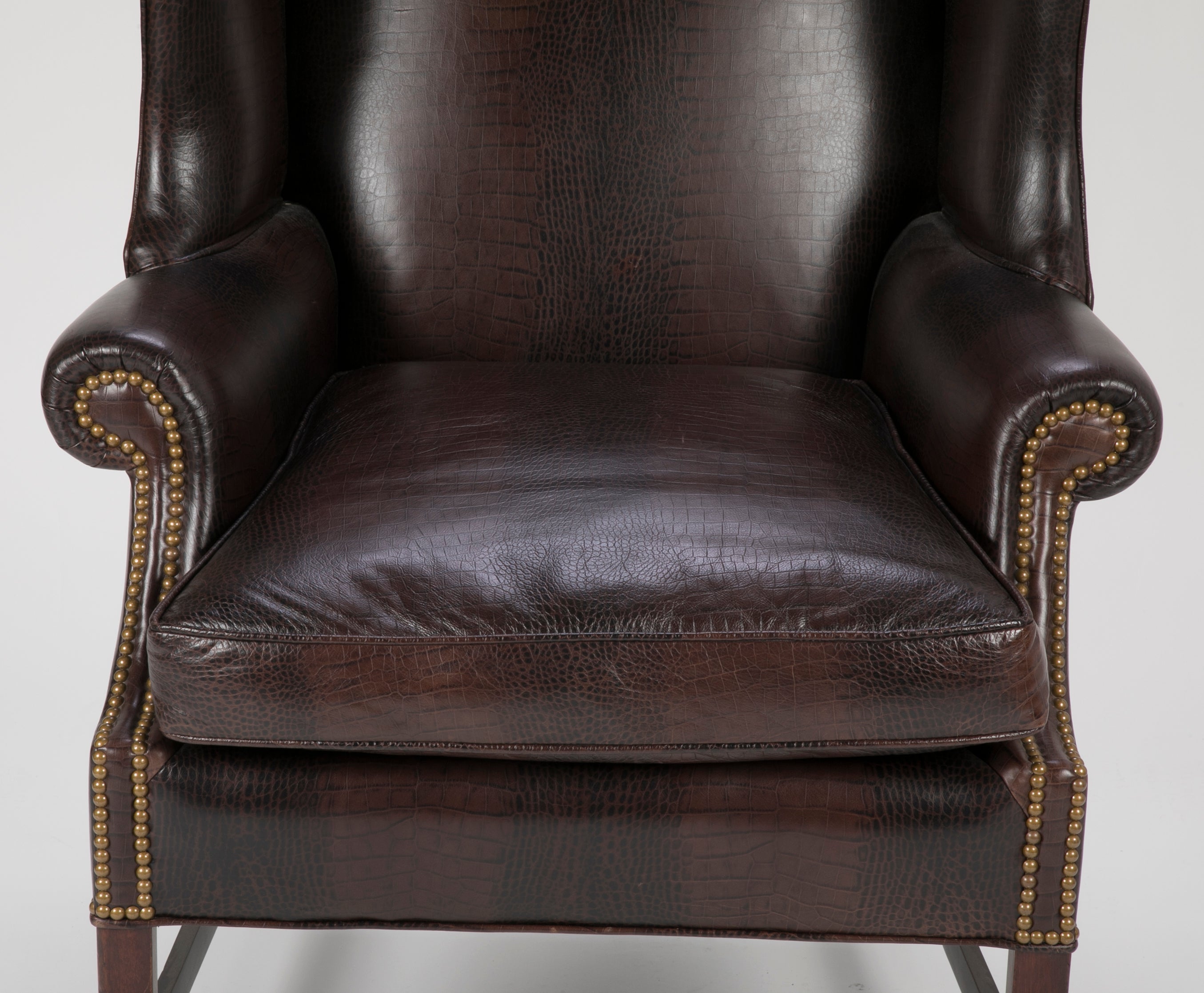 George III Mahogany Wing Chair with Leather Upholstery
