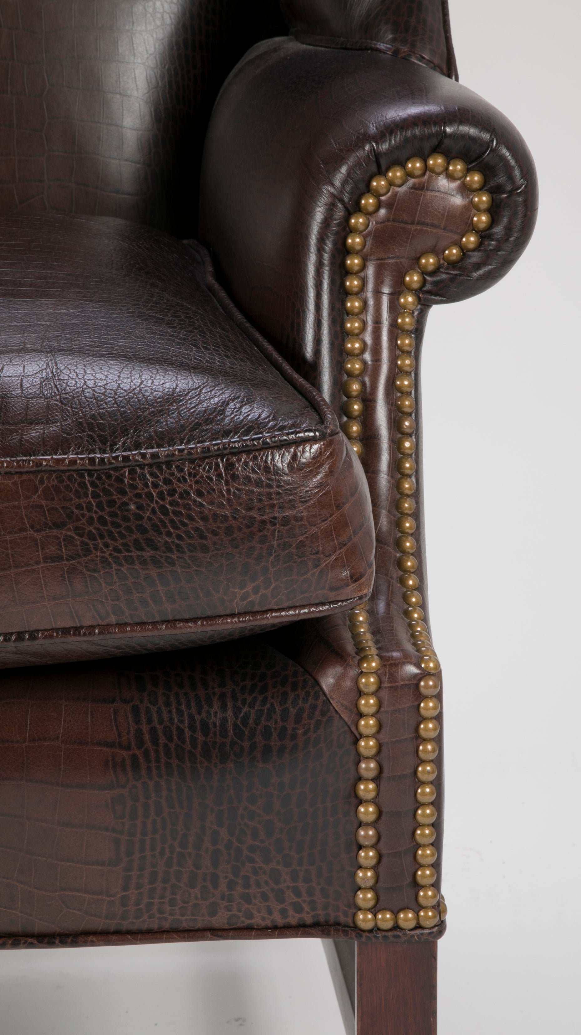 George III Mahogany Wing Chair with Leather Upholstery