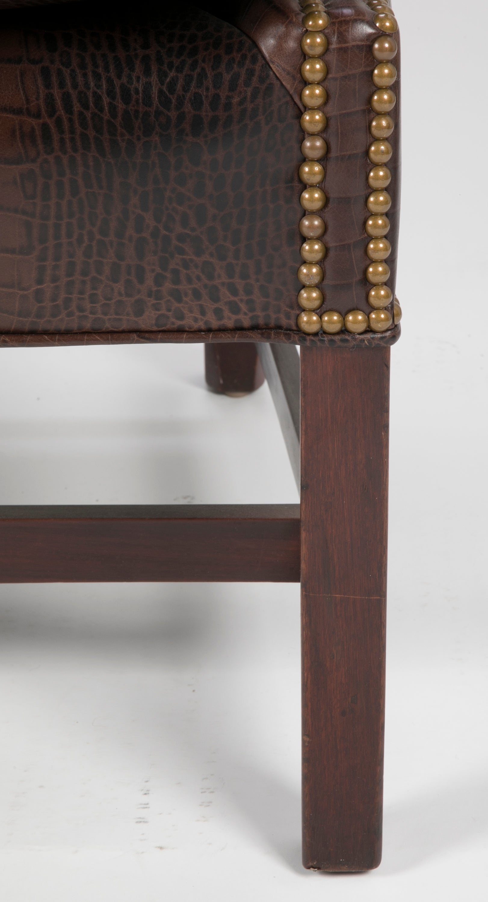 George III Mahogany Wing Chair with Leather Upholstery