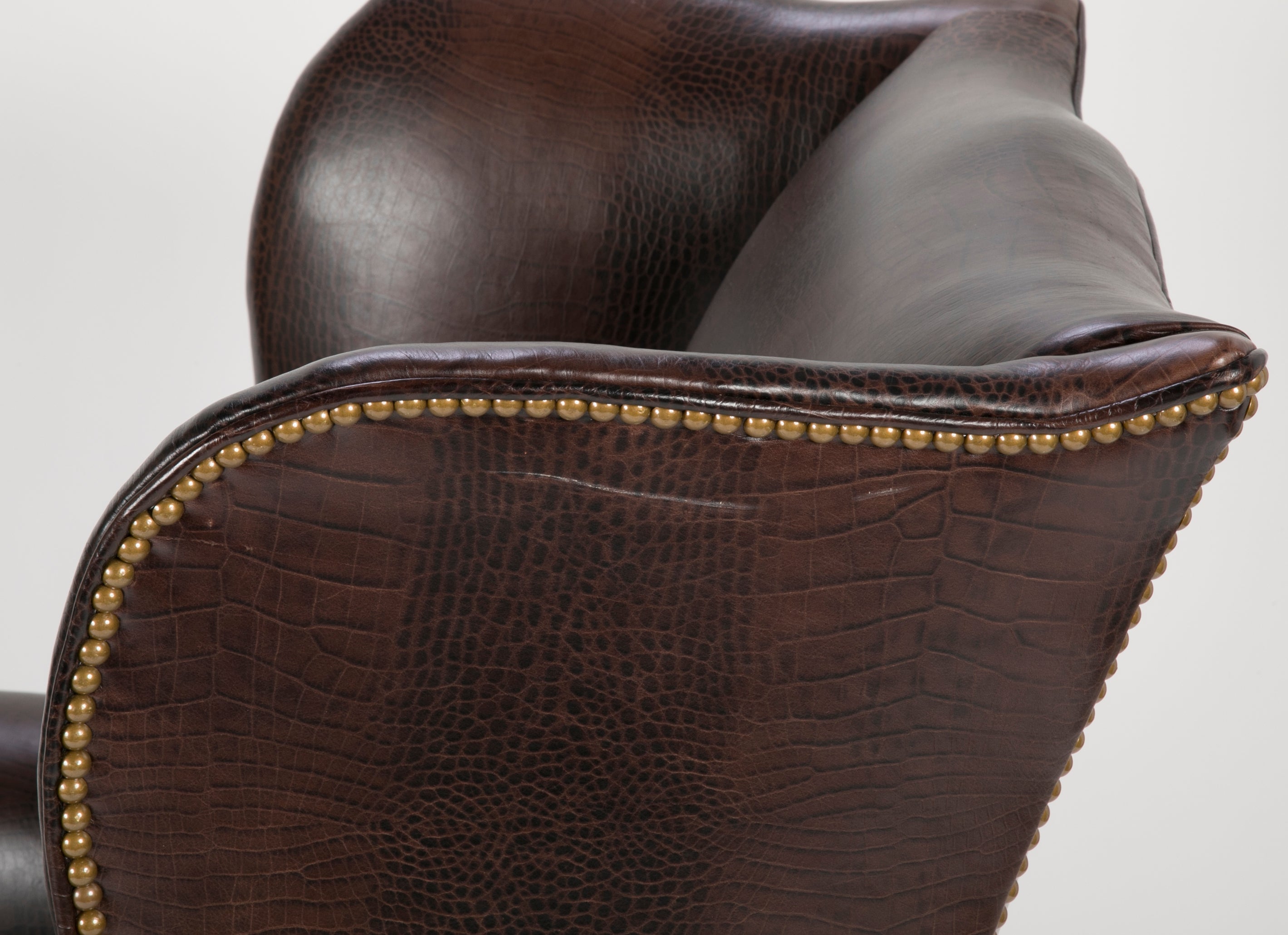 George III Mahogany Wing Chair with Leather Upholstery