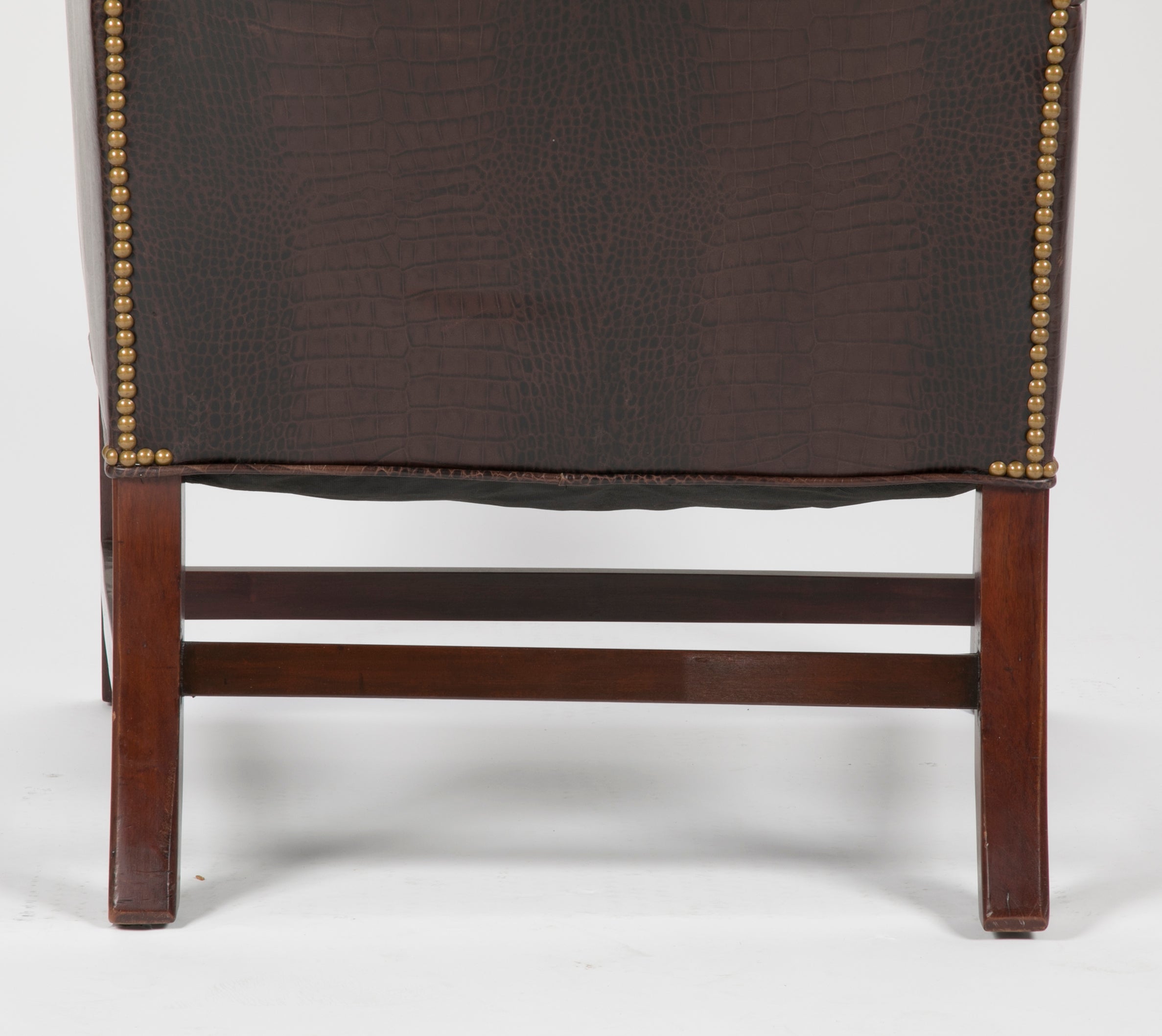 George III Mahogany Wing Chair with Leather Upholstery