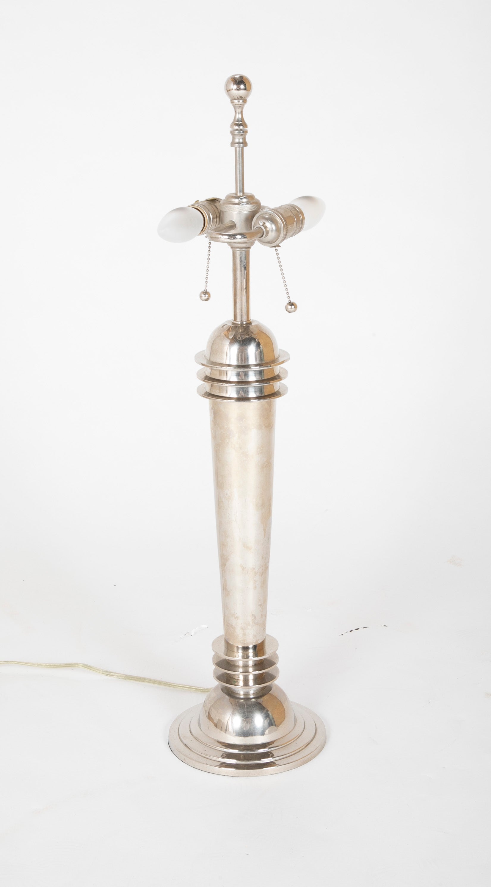 Pair of Frederick Cooper Chrome "Atomic" Lamps with Original Shades