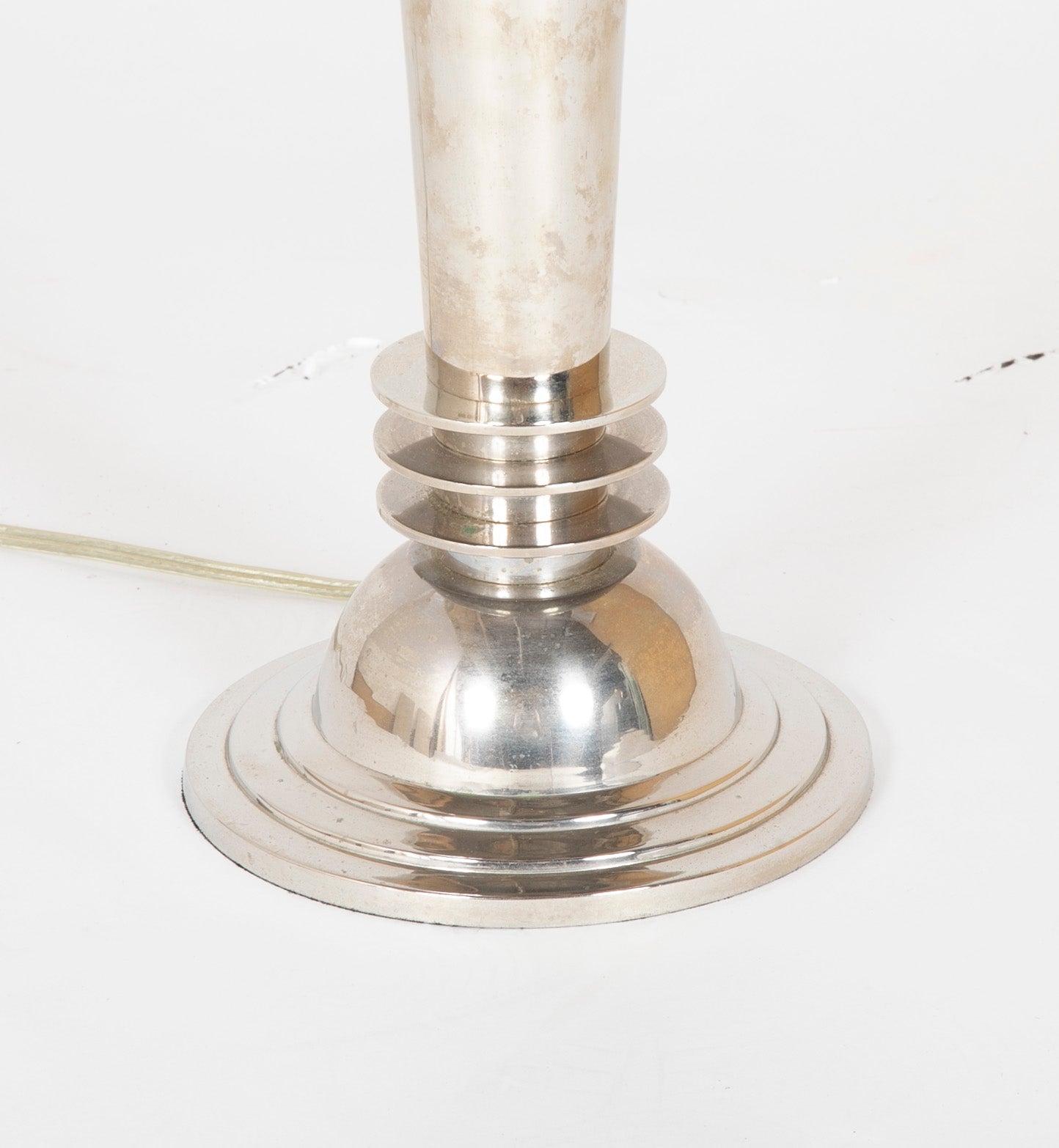 Pair of Frederick Cooper Chrome "Atomic" Lamps with Original Shades