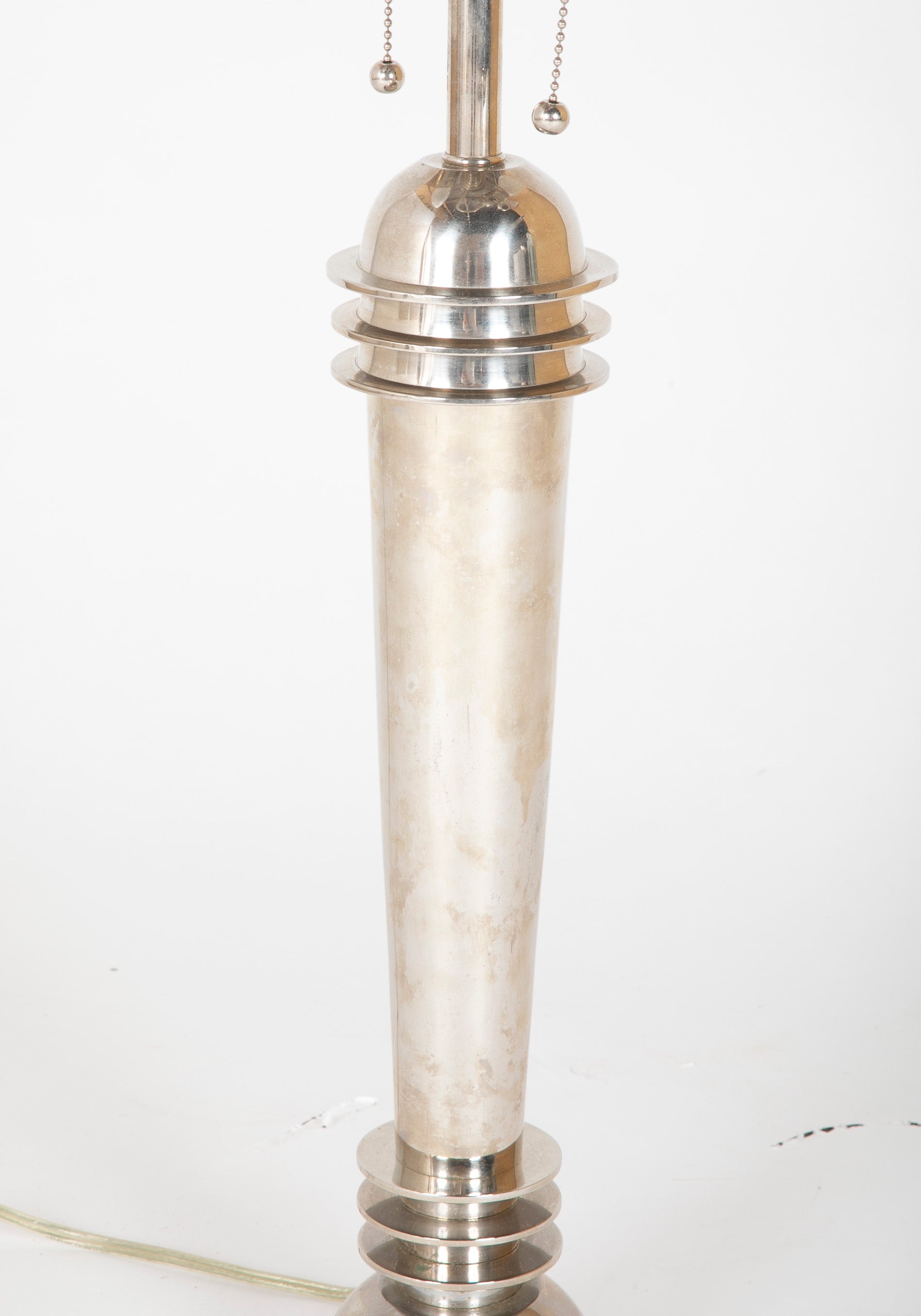 Pair of Frederick Cooper Chrome "Atomic" Lamps with Original Shades