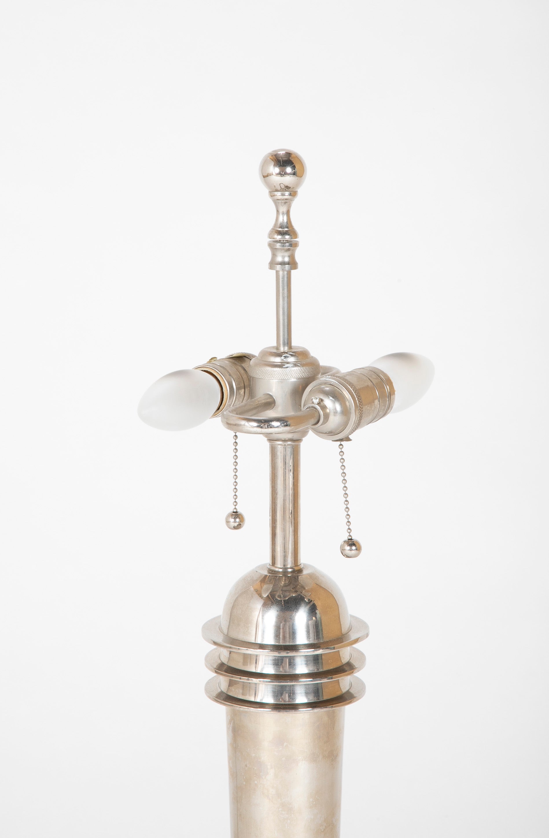 Pair of Frederick Cooper Chrome "Atomic" Lamps with Original Shades