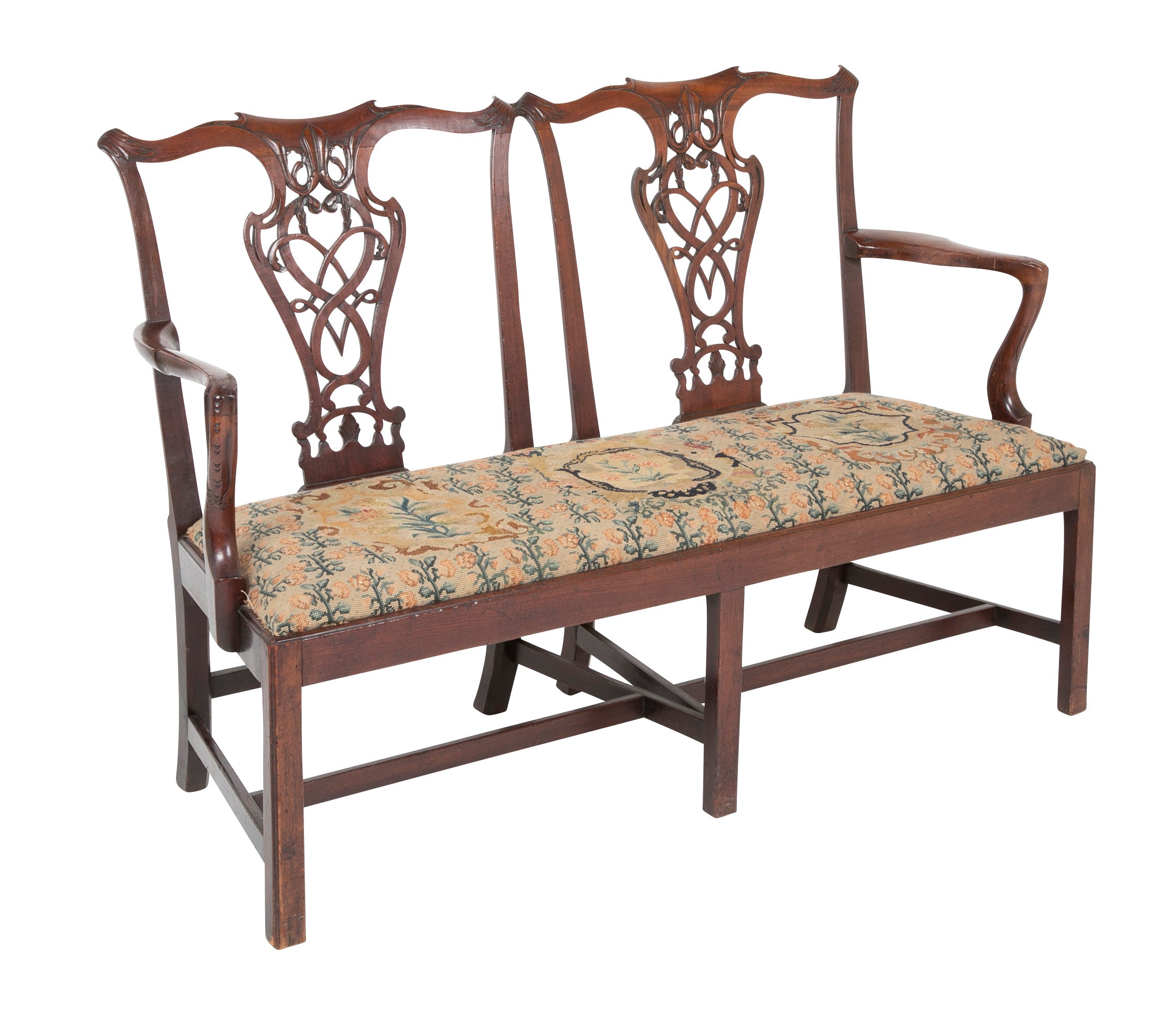 Irish George III Mahogany Double Chair Back Settee