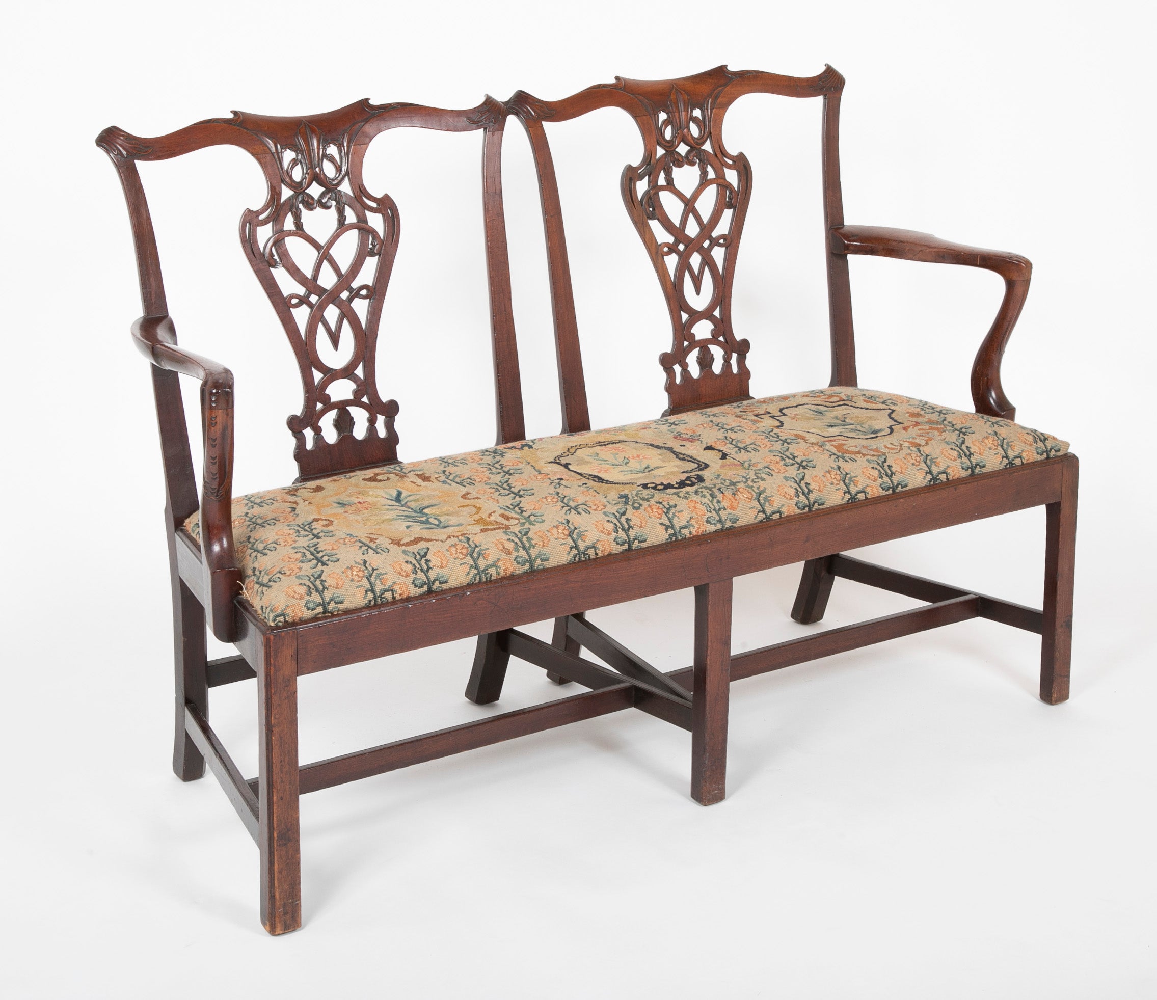 Irish George III Mahogany Double Chair Back Settee