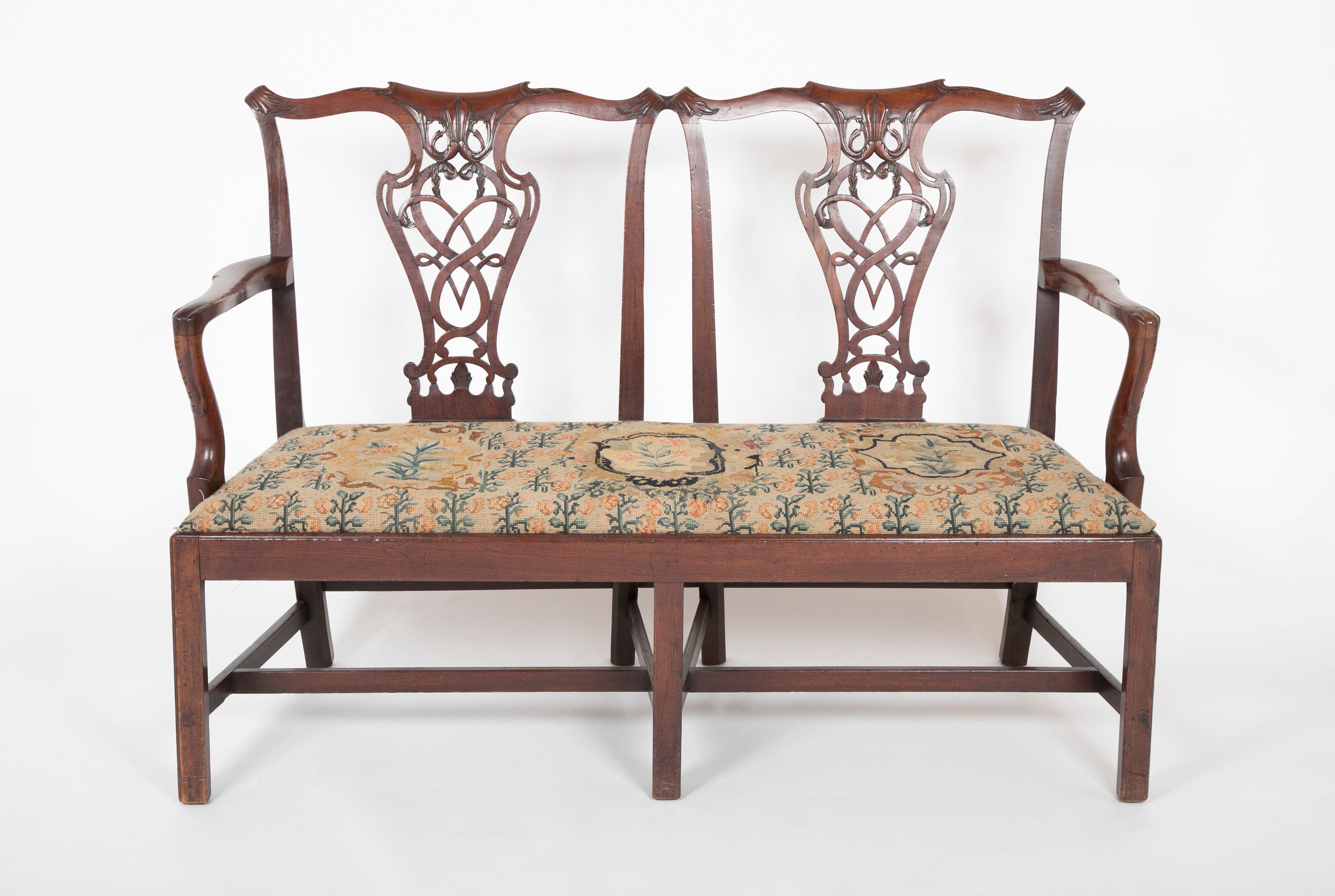 Irish George III Mahogany Double Chair Back Settee