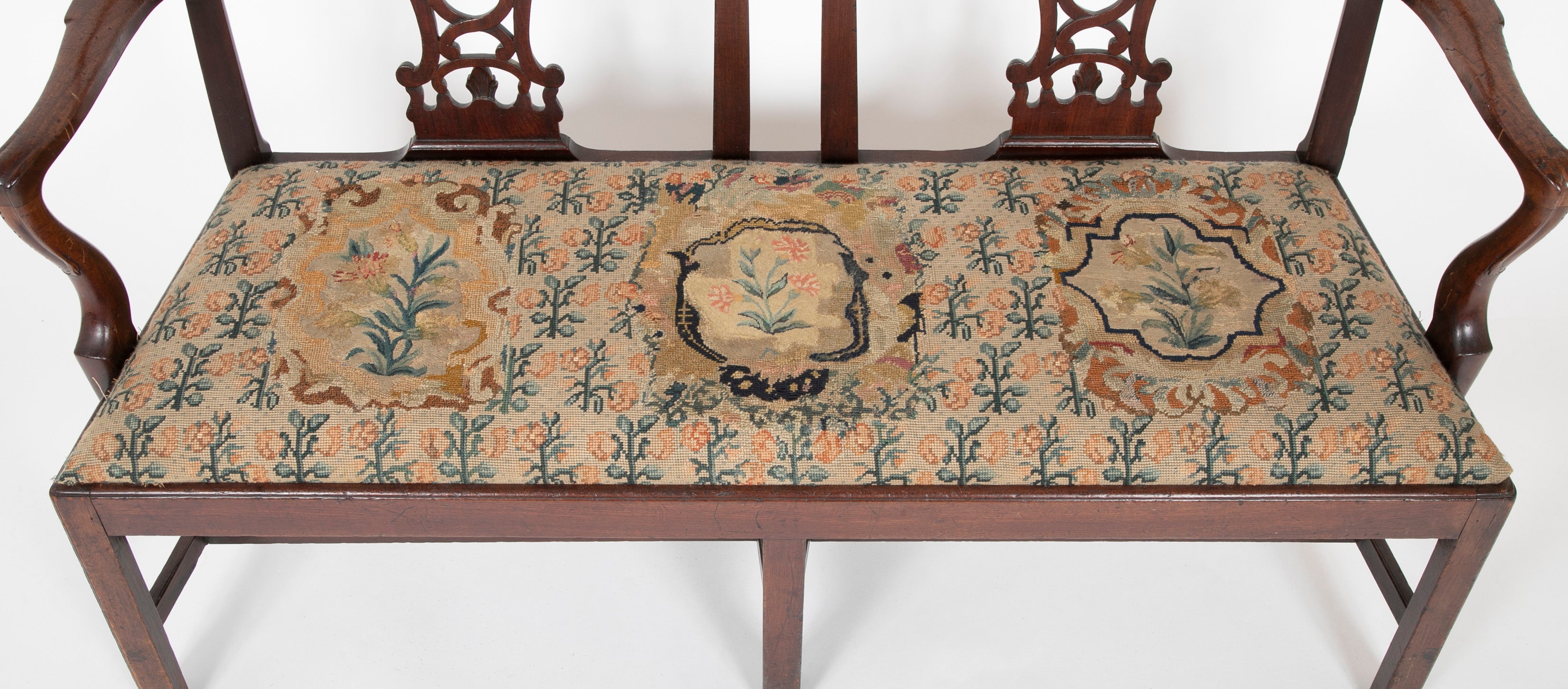 Irish George III Mahogany Double Chair Back Settee