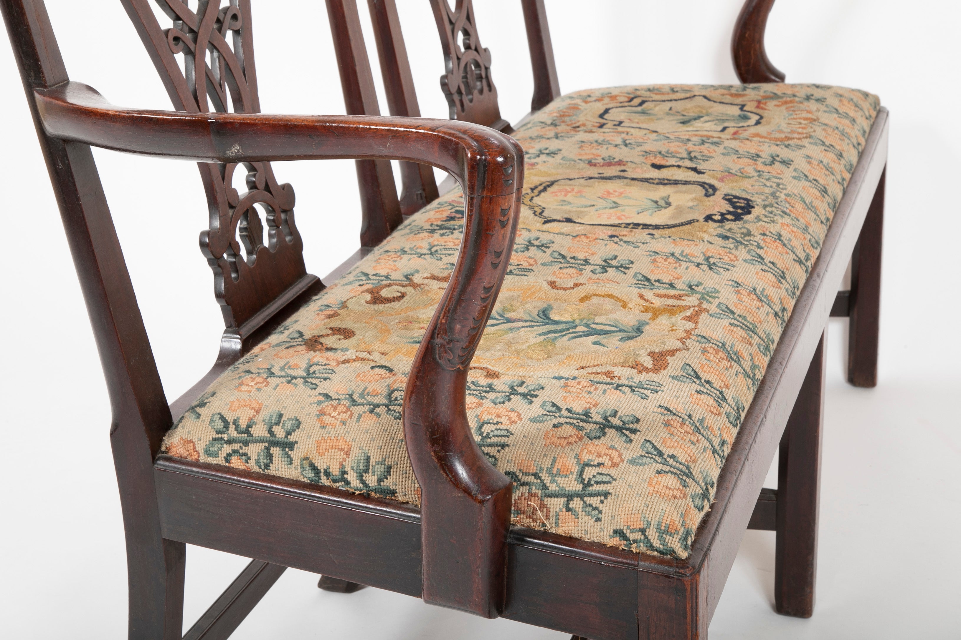Irish George III Mahogany Double Chair Back Settee