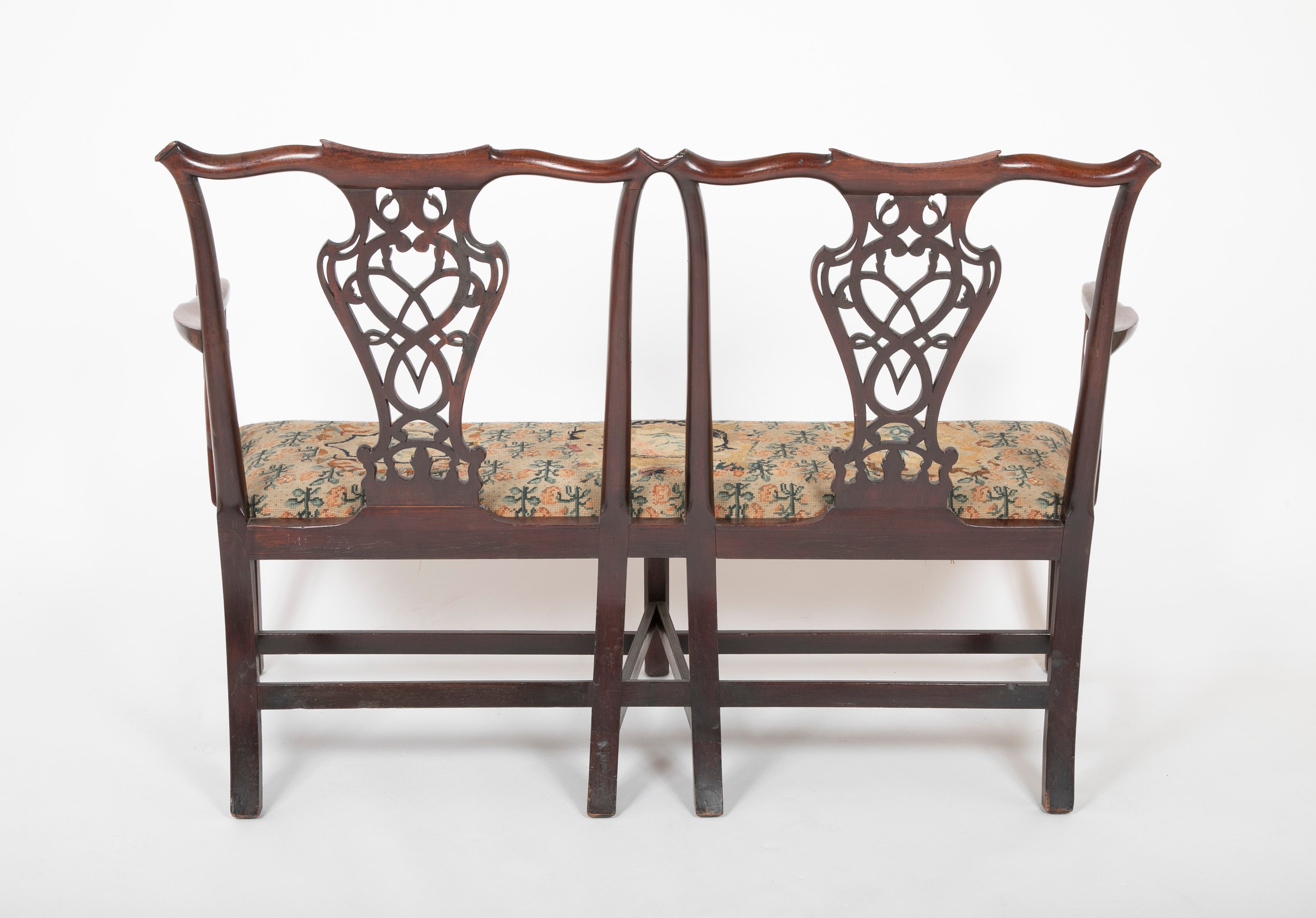 Irish George III Mahogany Double Chair Back Settee