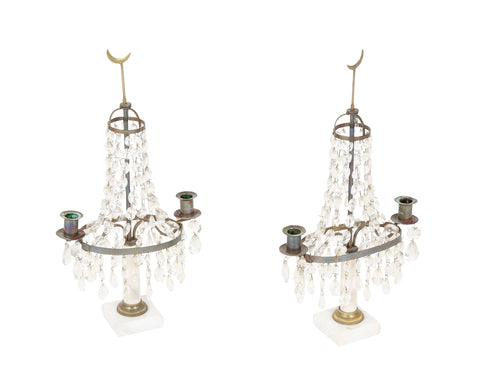 Pair of 19th Century French Moorish Crystal Candelabras.