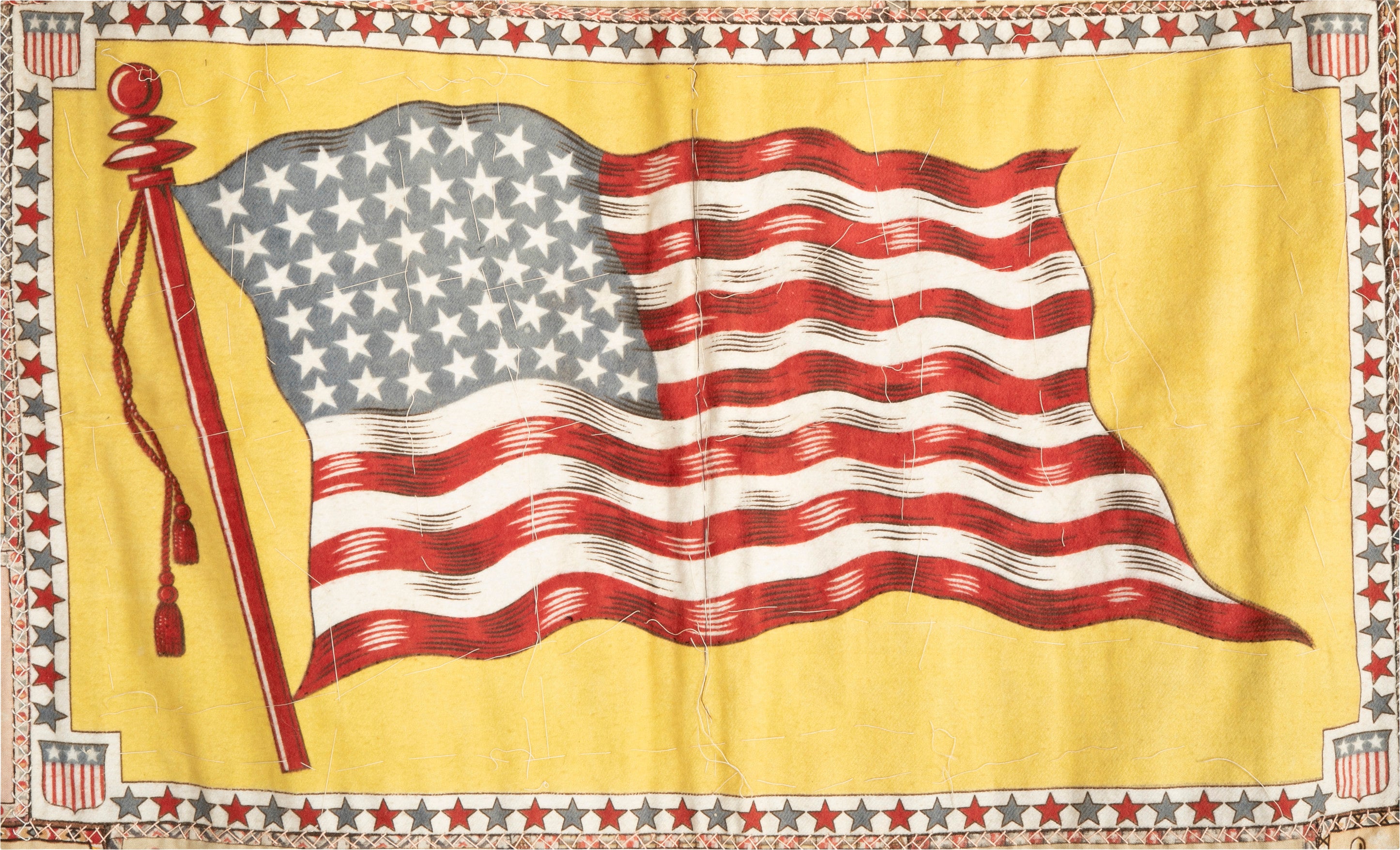 Wall Hanging Composed of Painted "silk" Flags