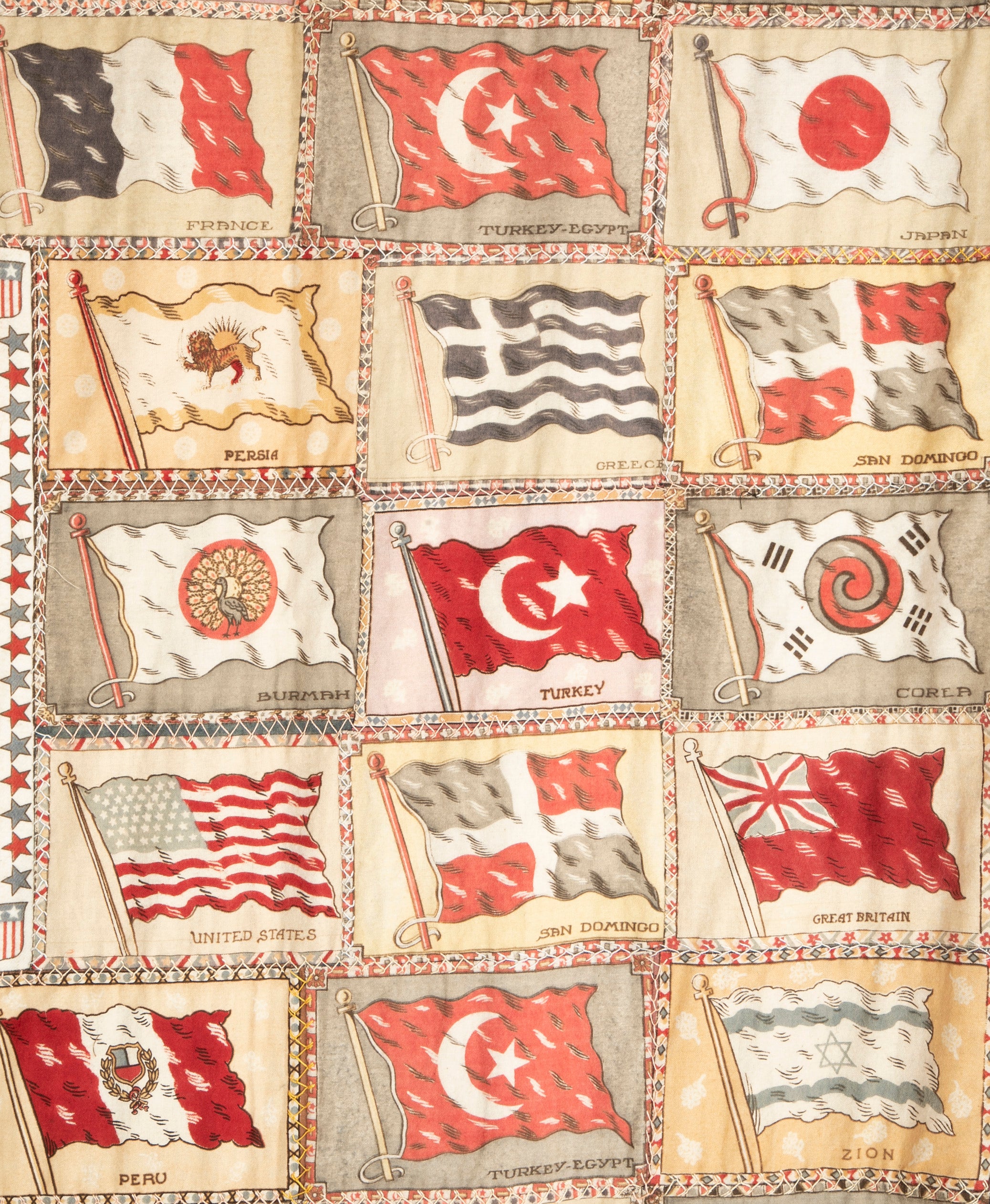 Wall Hanging Composed of Painted "silk" Flags