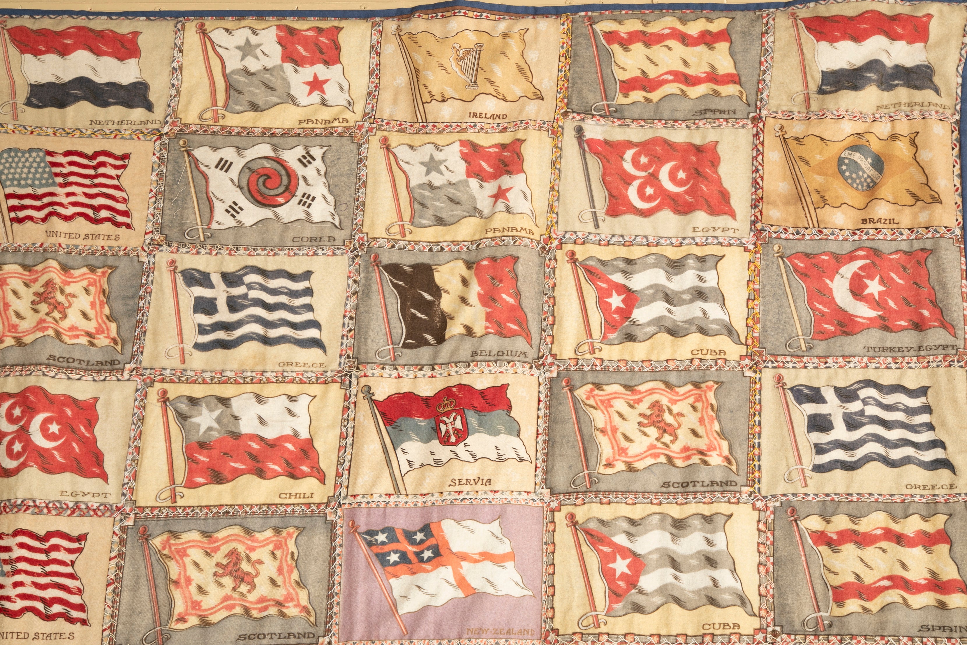 Wall Hanging Composed of Painted "silk" Flags