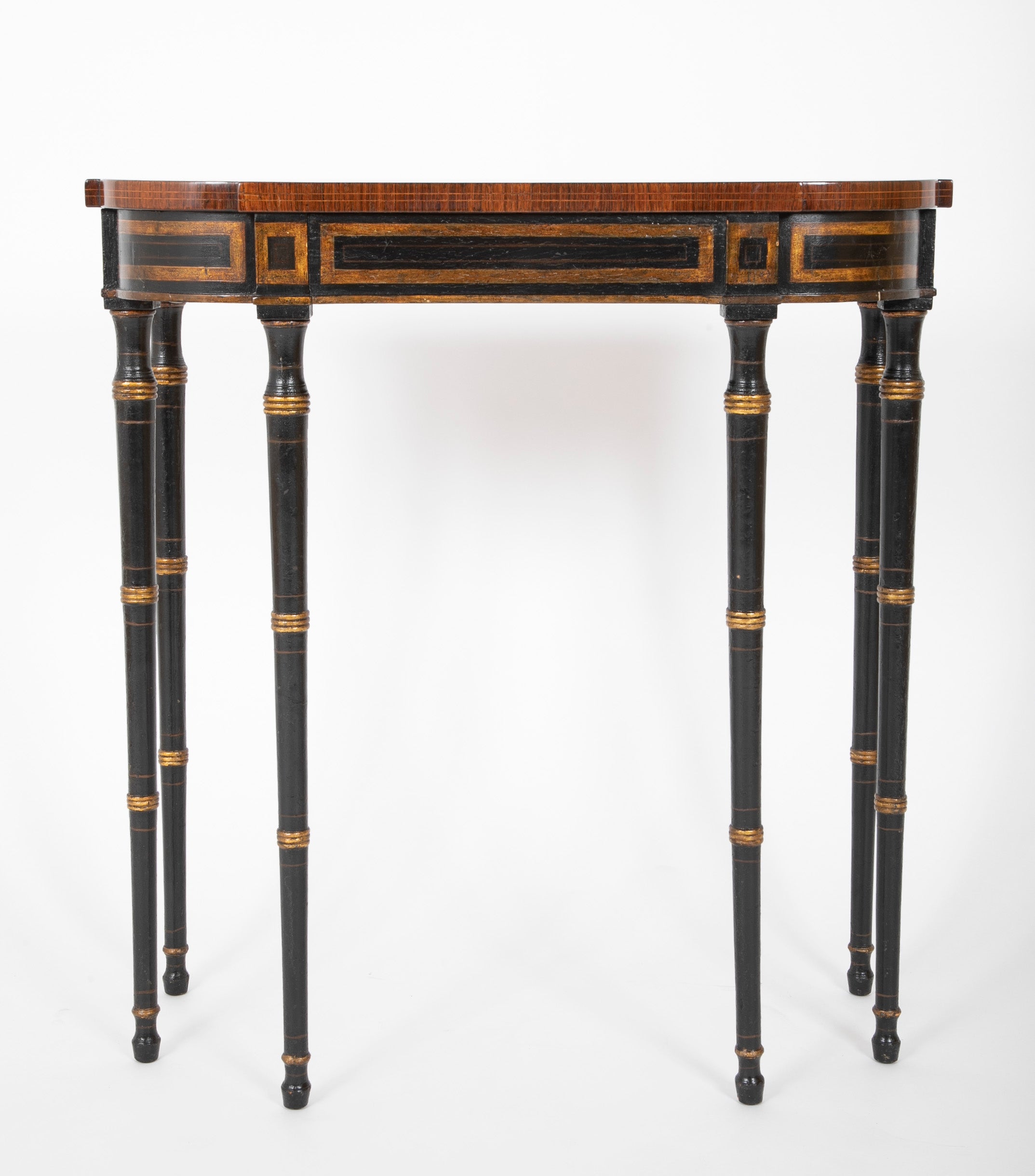 Pair of English Regency Rosewood and Ebonized Console Tables