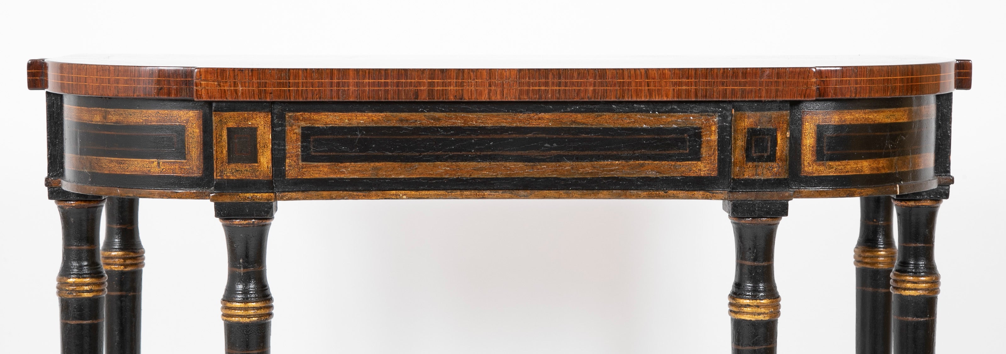 Pair of English Regency Rosewood and Ebonized Console Tables