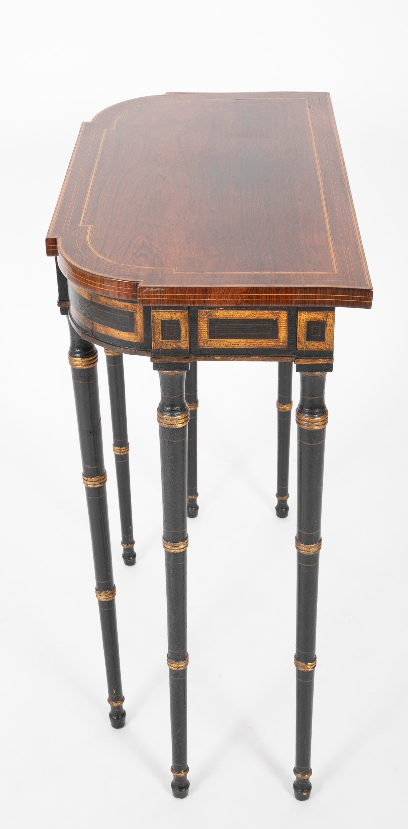 Pair of English Regency Rosewood and Ebonized Console Tables