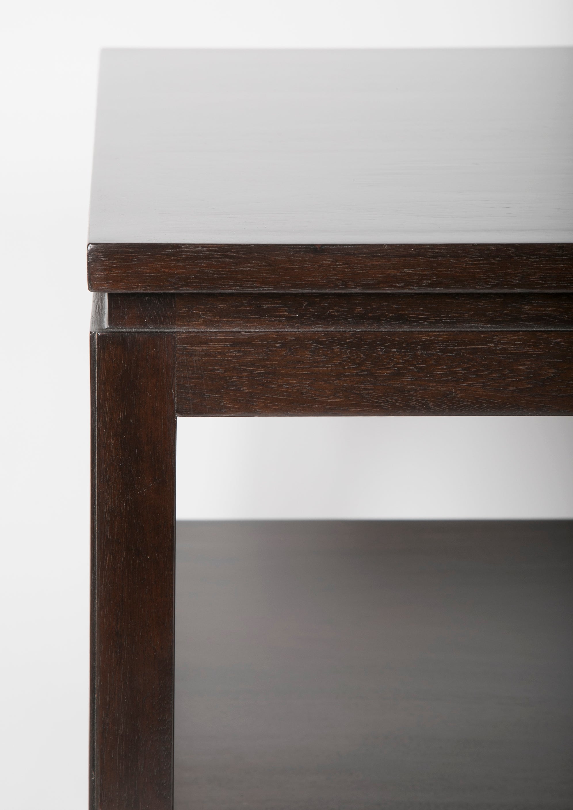 A Custom Edward Wormley for Dunbar Mahogany Library Table with Brass Stretcher