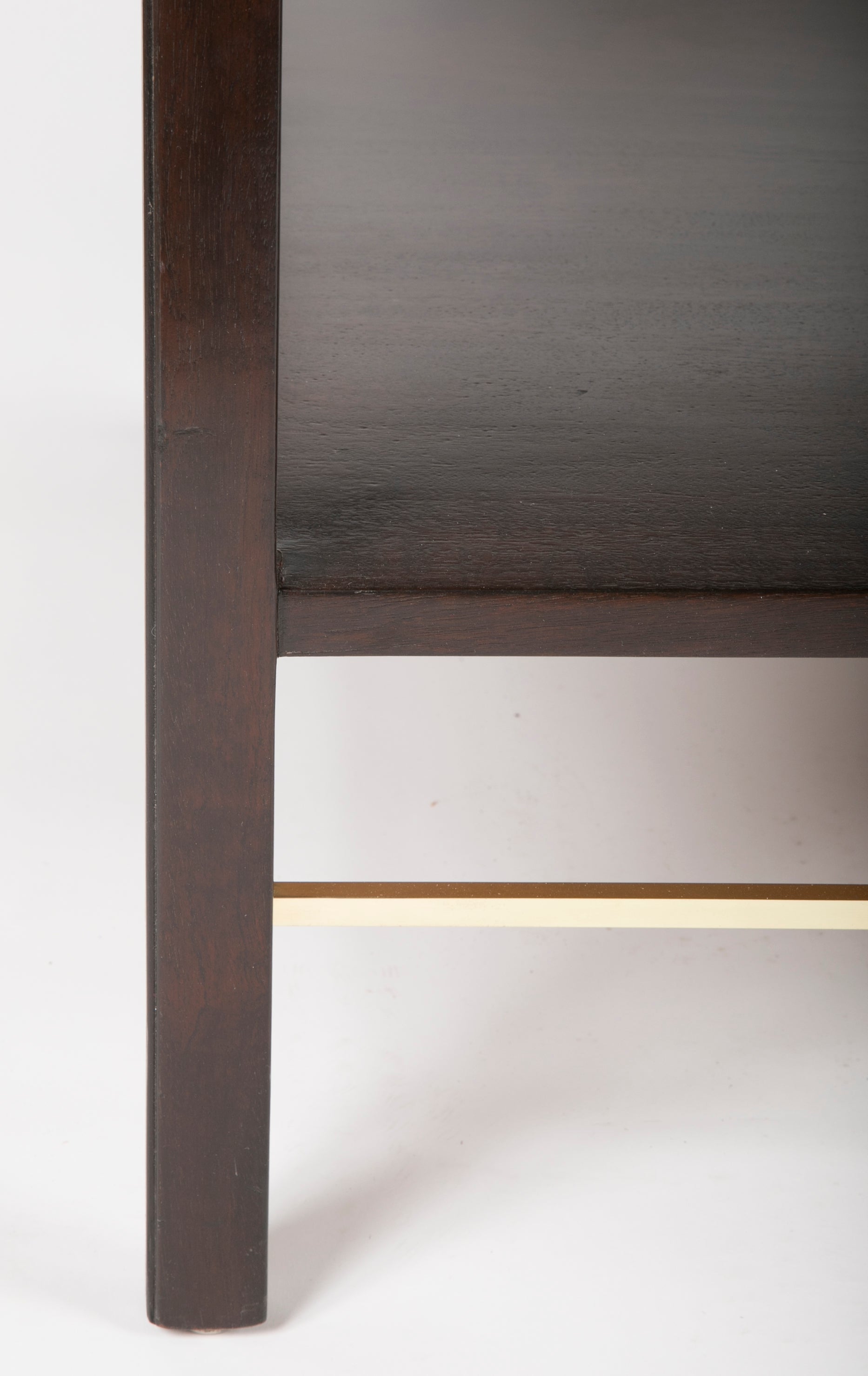 A Custom Edward Wormley for Dunbar Mahogany Library Table with Brass Stretcher
