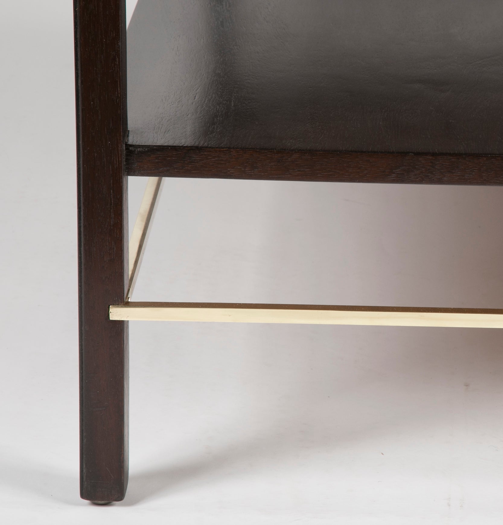 A Custom Edward Wormley for Dunbar Mahogany Library Table with Brass Stretcher
