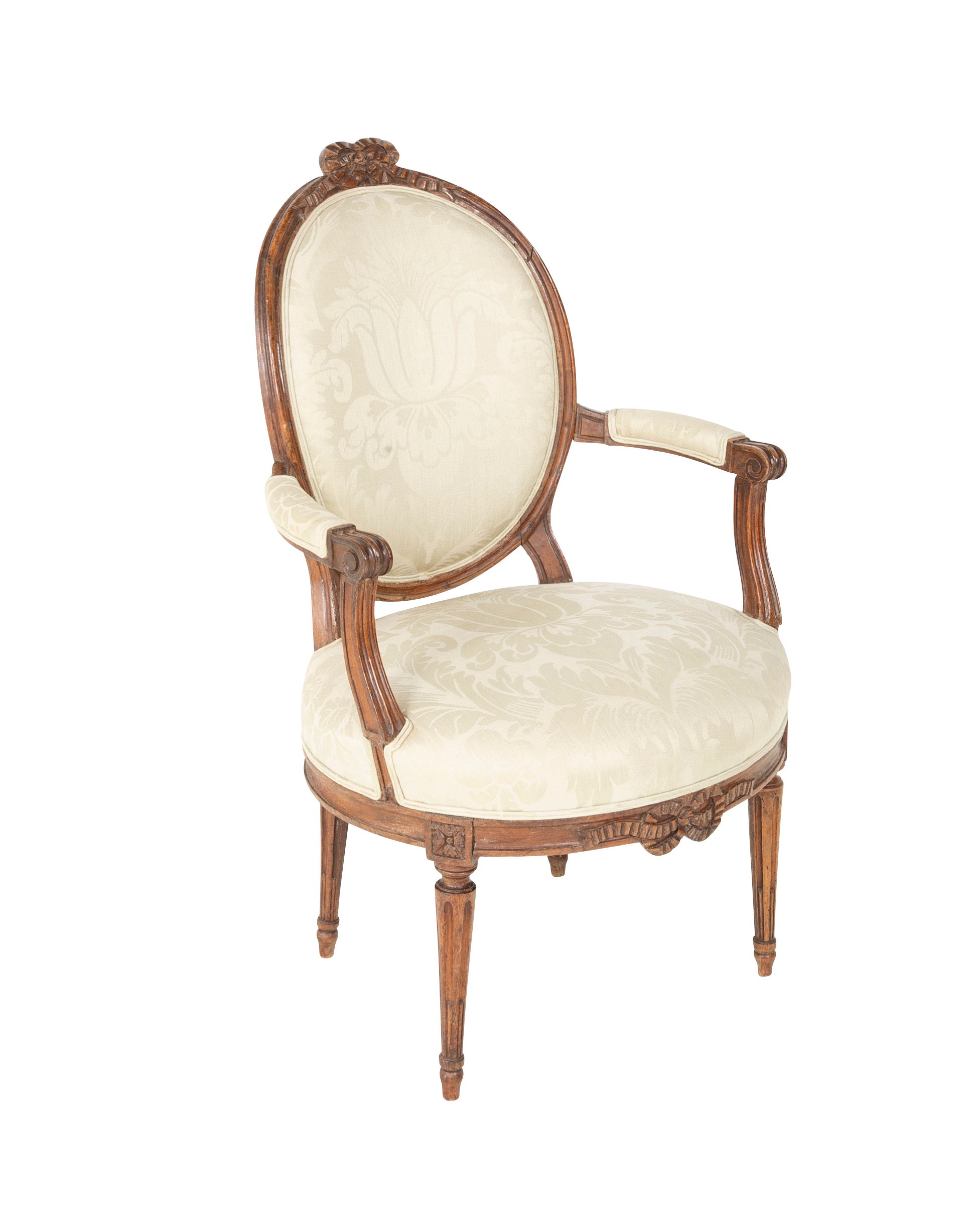 Pair of Louis XVI Period Oval Back Fauteuil