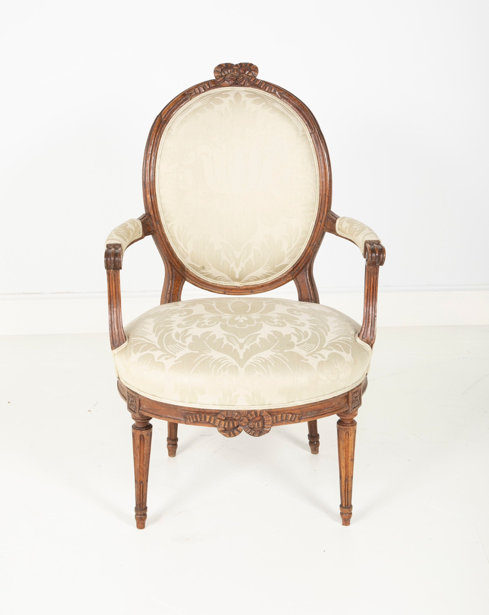 Pair of Louis XVI Period Oval Back Fauteuil