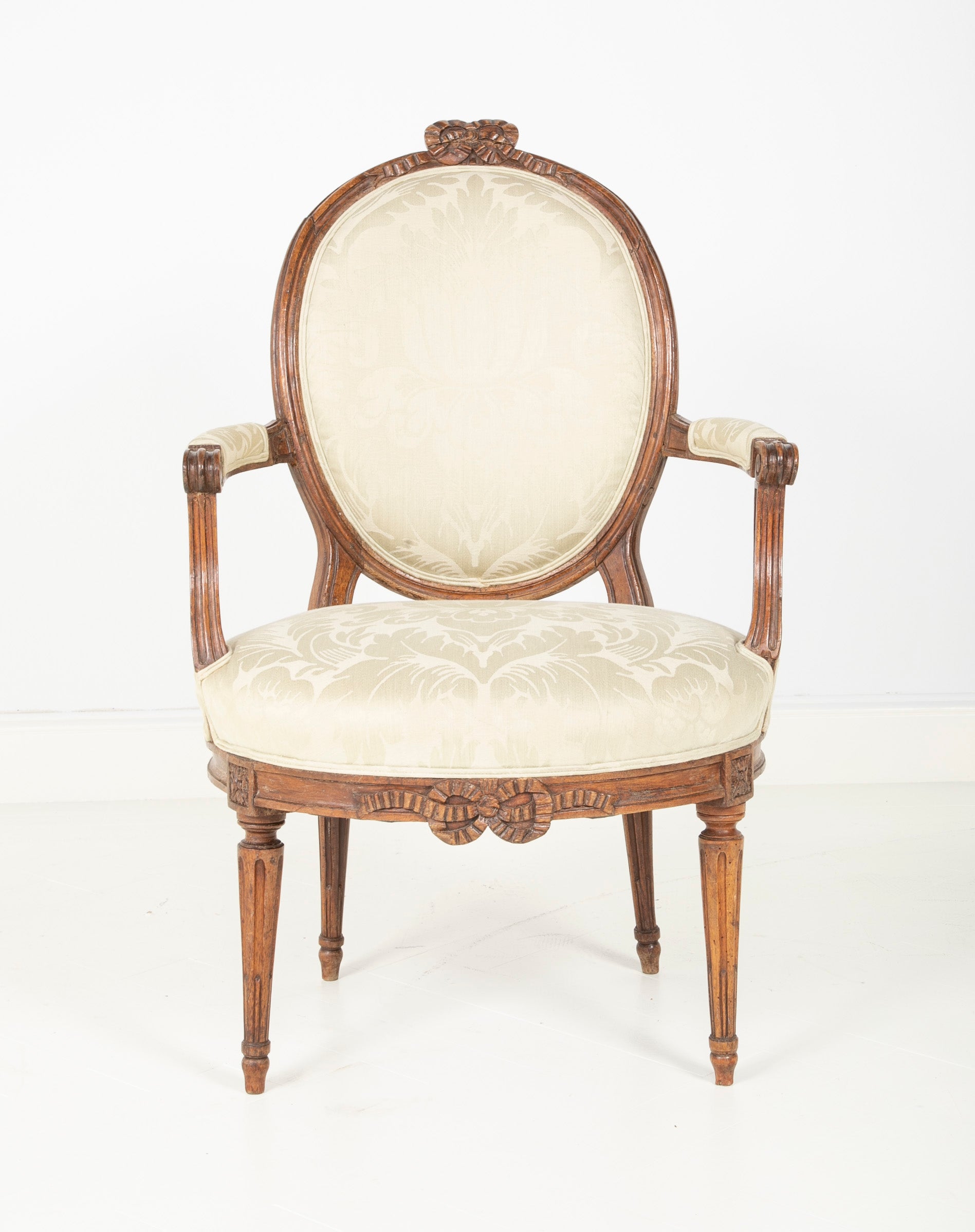 Pair of Louis XVI Period Oval Back Fauteuil