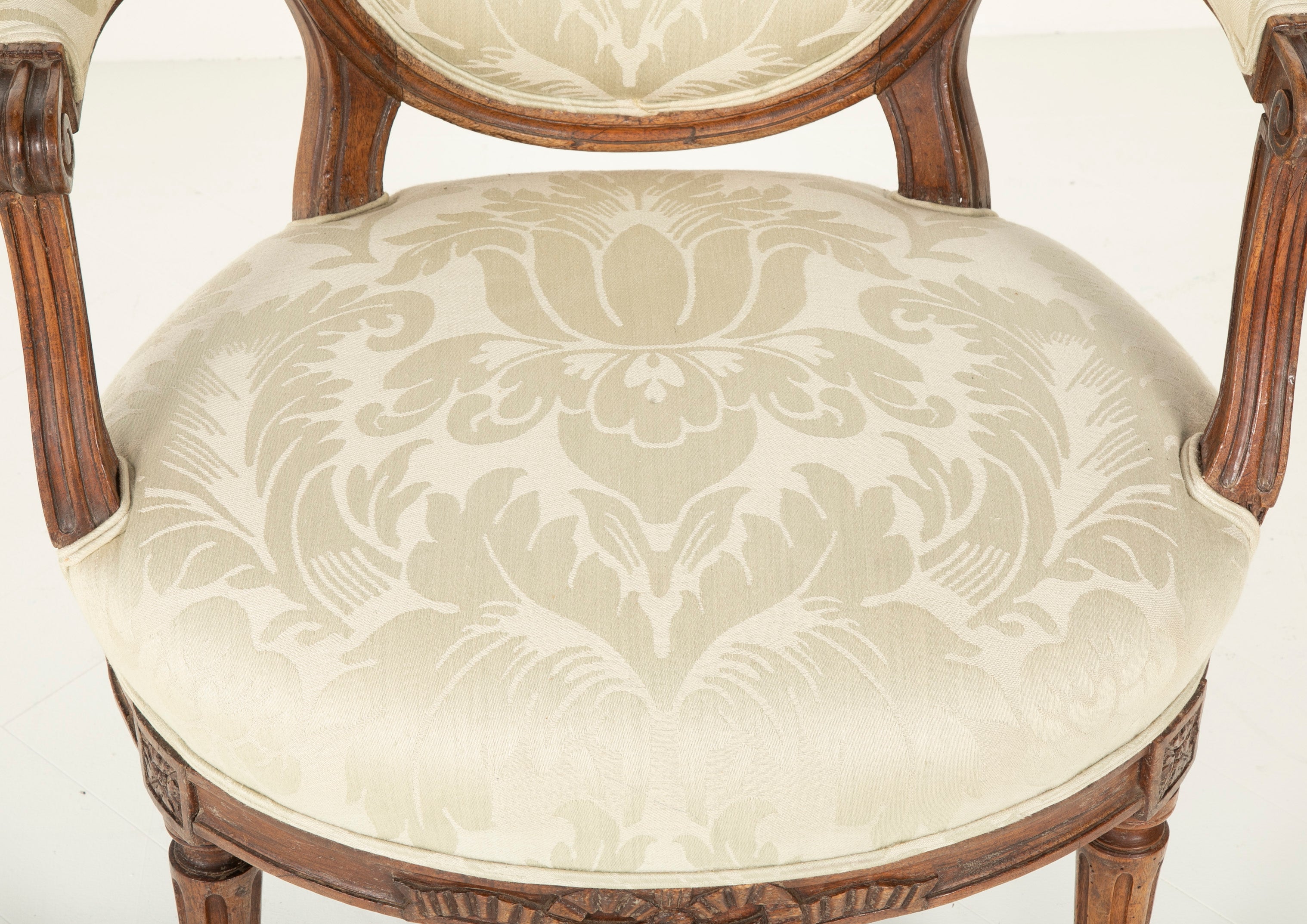 Pair of Louis XVI Period Oval Back Fauteuil