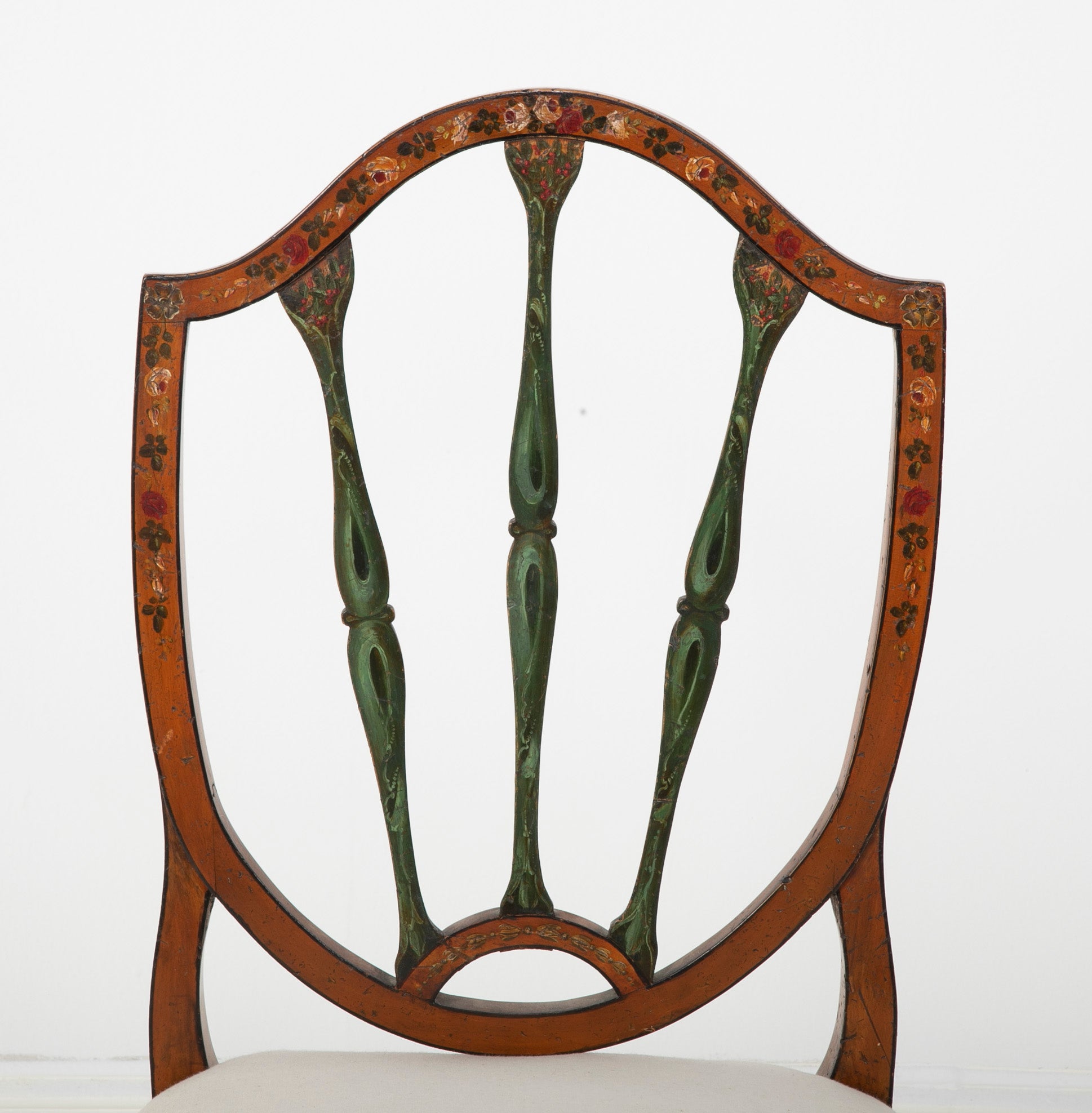 Pair of Edwardian Painted Satinwood Side Chairs