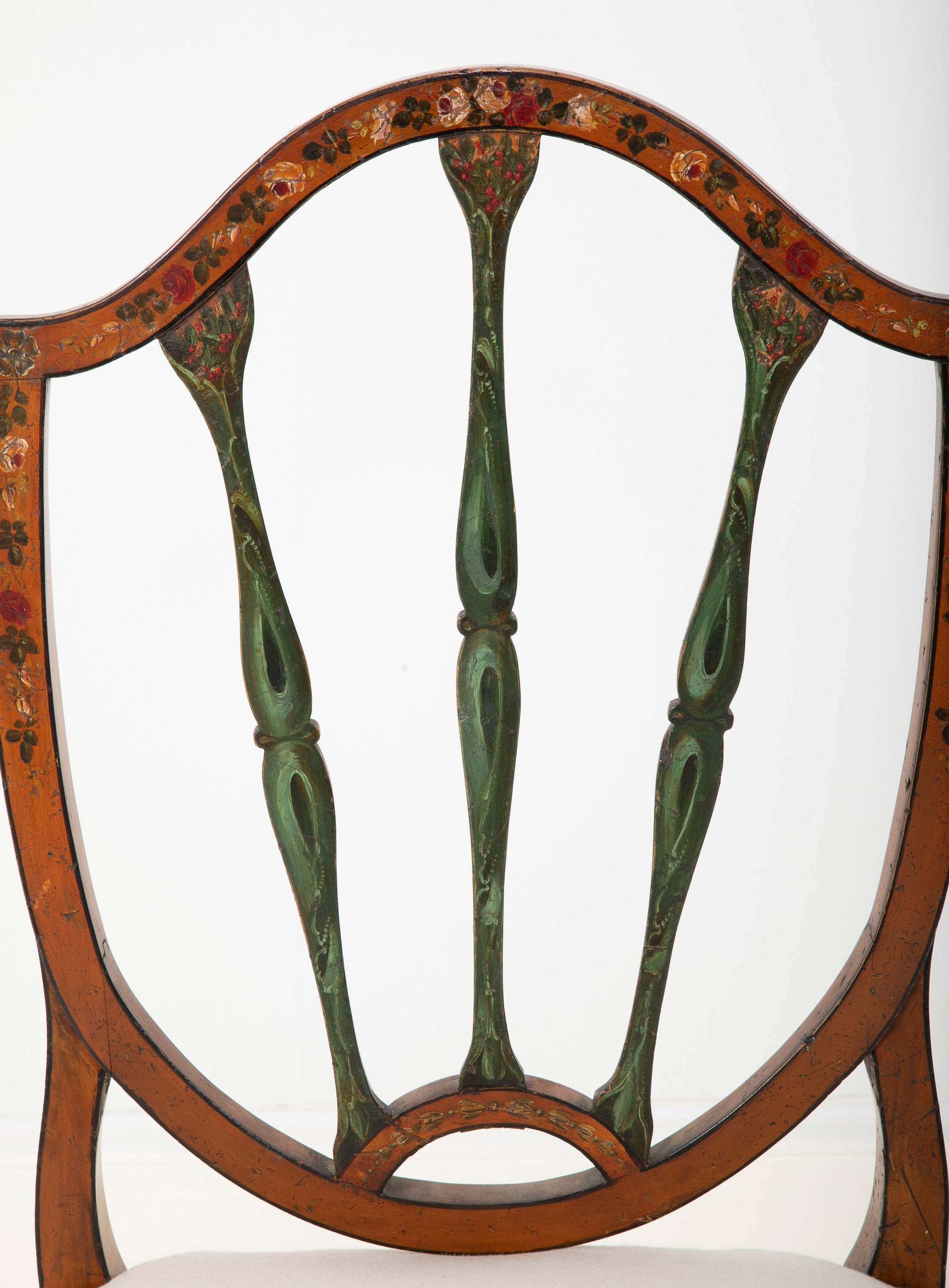 Pair of Edwardian Painted Satinwood Side Chairs