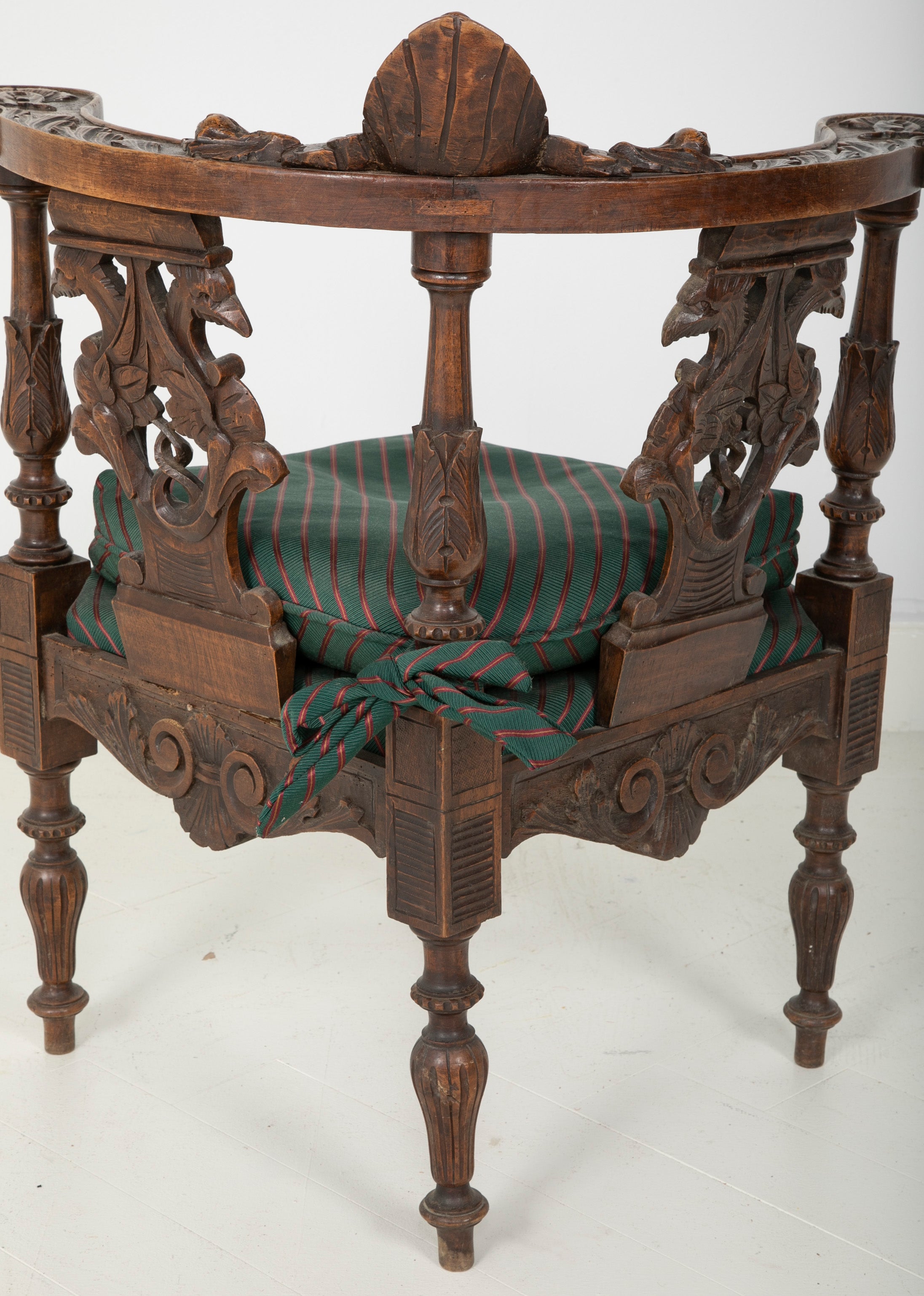 Wonderfully Carved 19th Century Italian Walnut Corner Chair