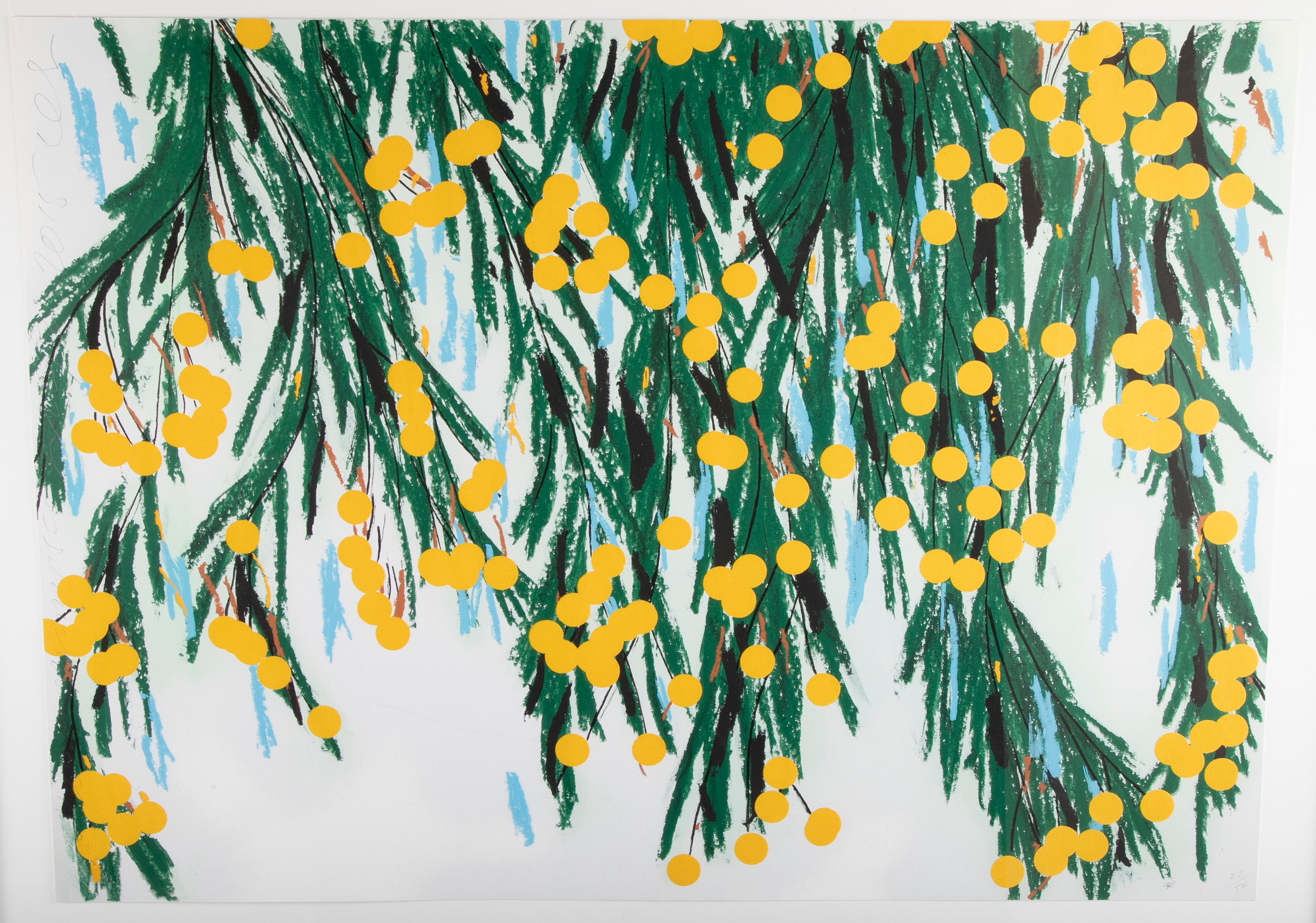 "Mimosas" Screen Print with Flocking by Donald Sultan