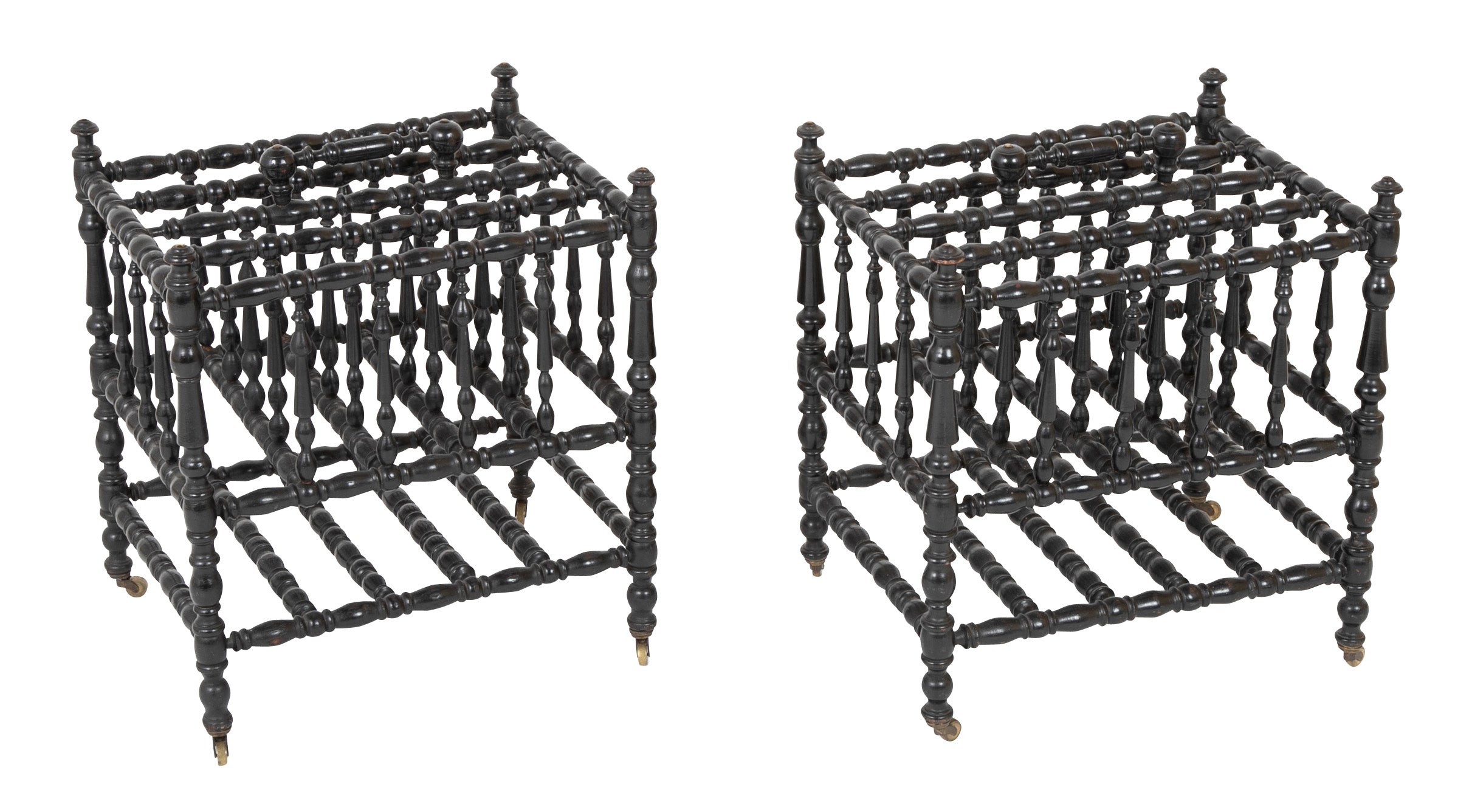 Pair of 19th Century Ebonized English Canterbury's
