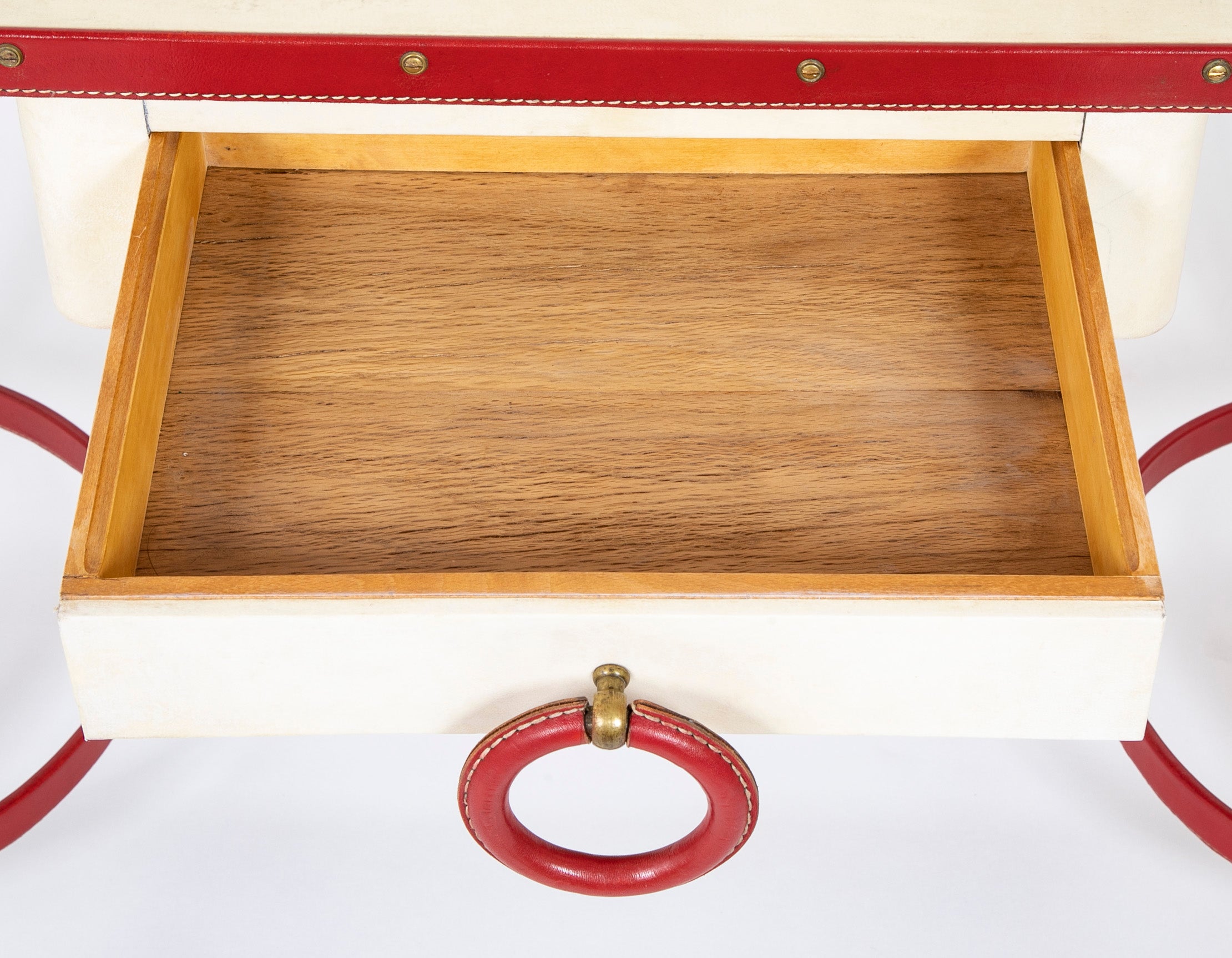 A Parchment and Leather Clad Desk by Jacques Adnet