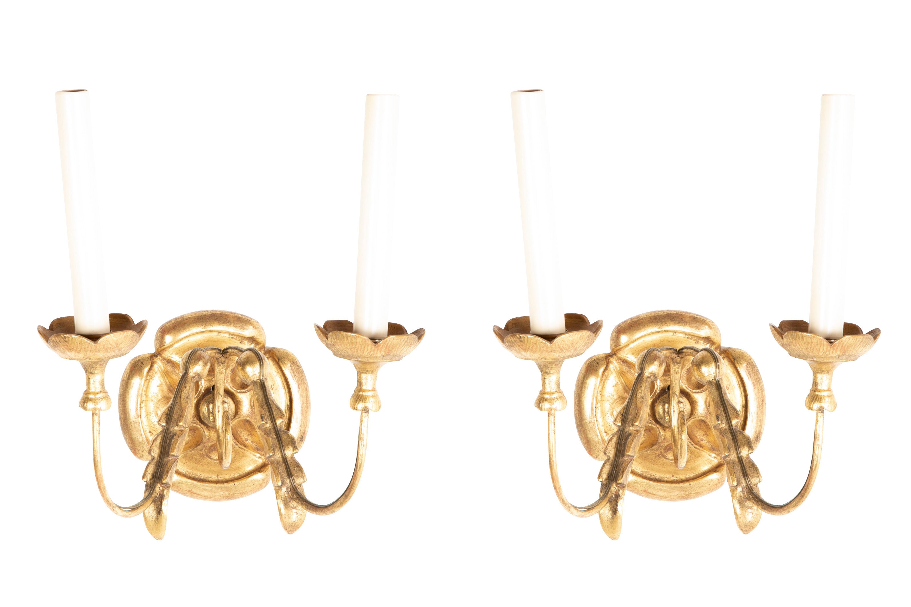 Set of Eight Continental Water Giltwood Sconces