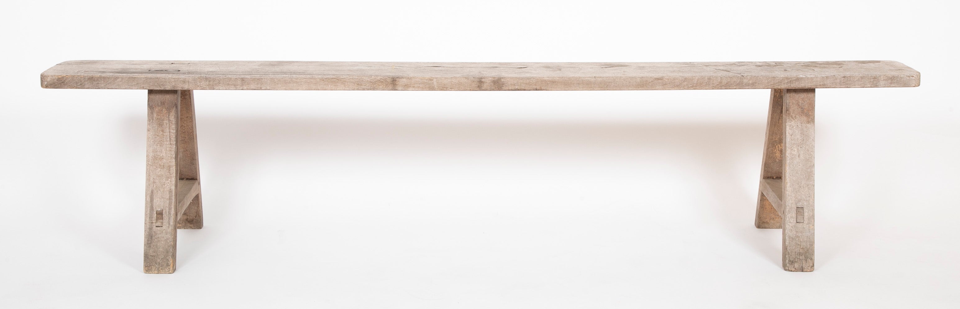 A Pair of French Farmhouse Weathered Oak Backless Benches
