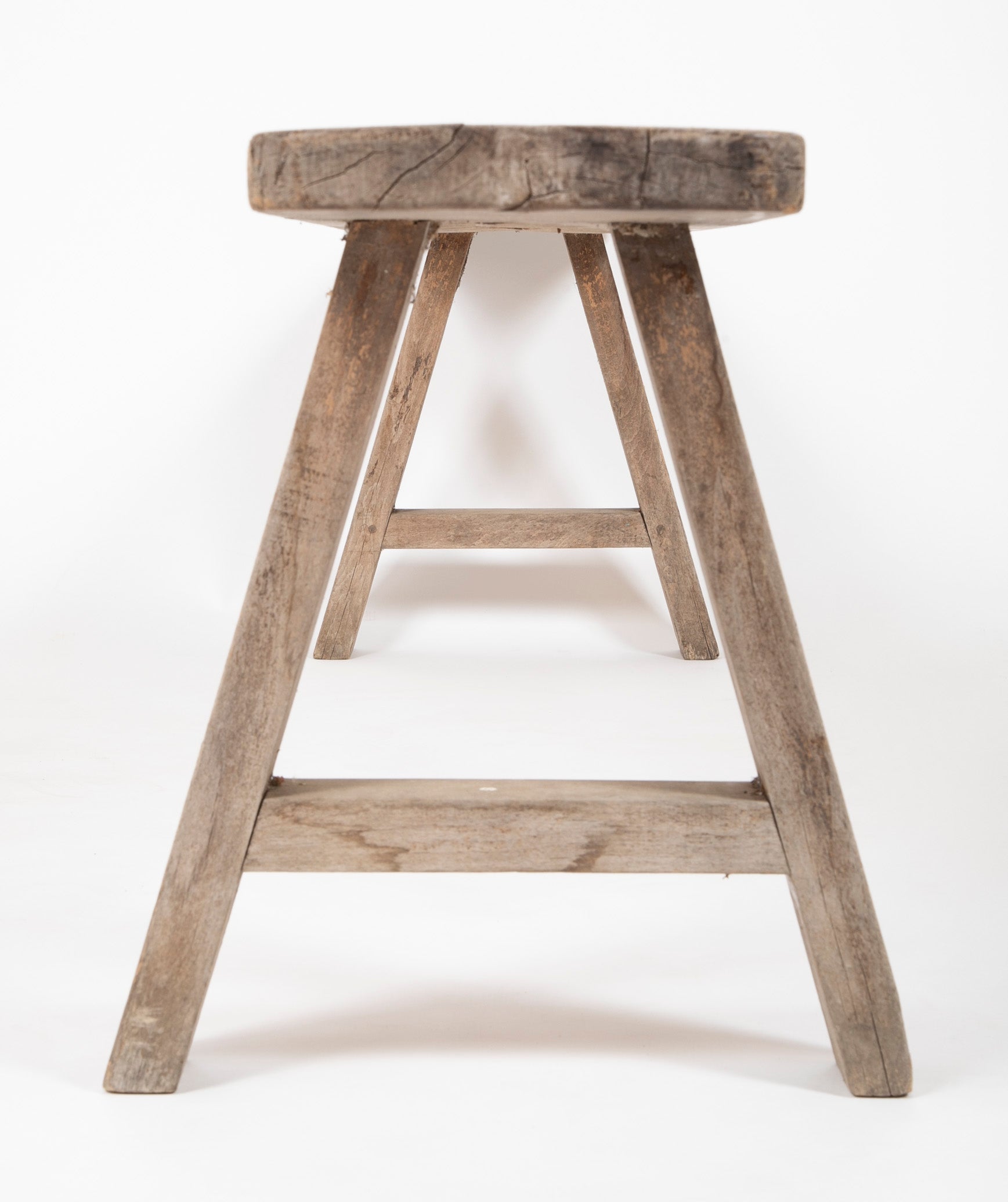 A Pair of French Farmhouse Weathered Oak Backless Benches
