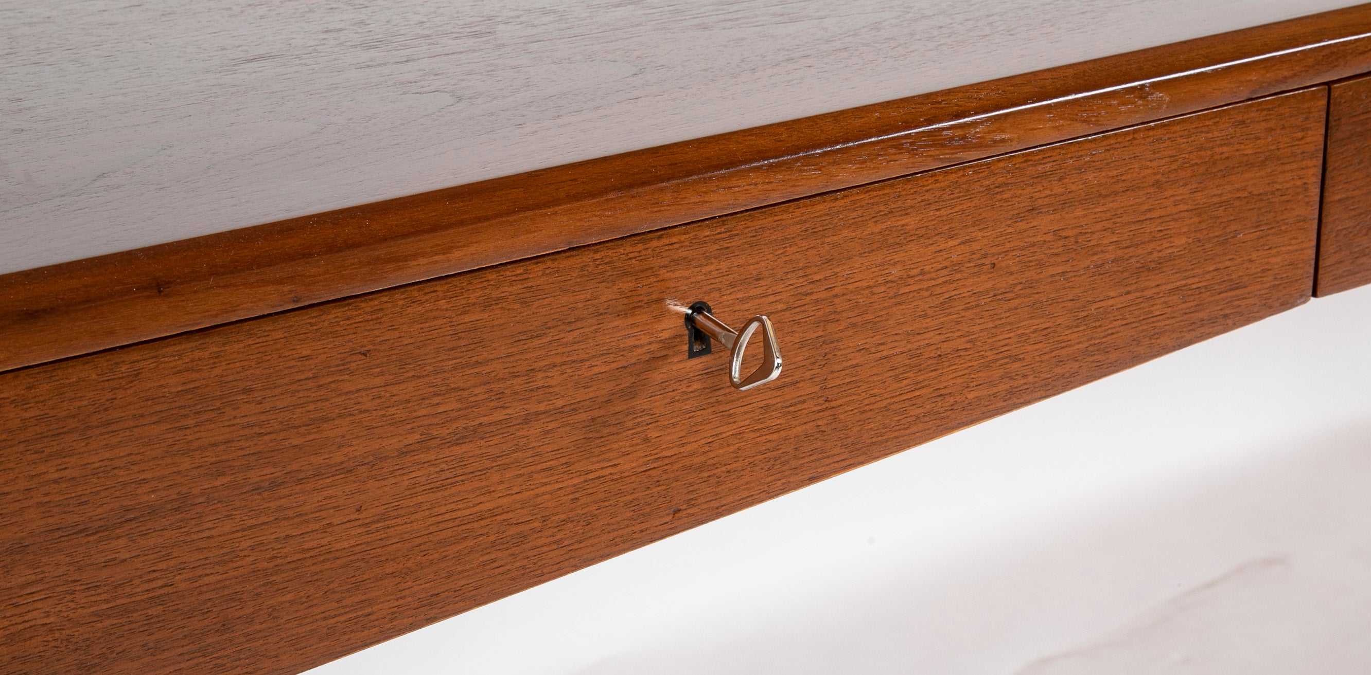 Severin Hansen, Jr. Three Drawer Teak Desk with Leather Insert in Top