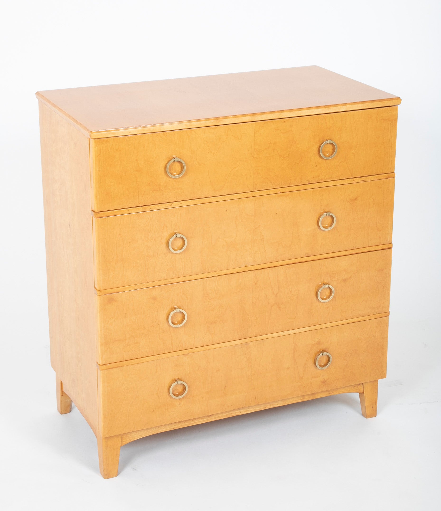 A French Mid-Century Three Drawer Chest with Circular Pulls