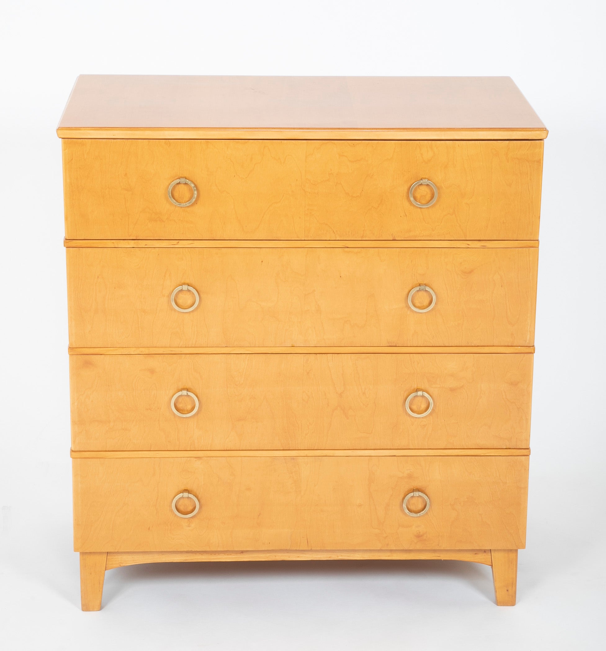 A French Mid-Century Three Drawer Chest with Circular Pulls