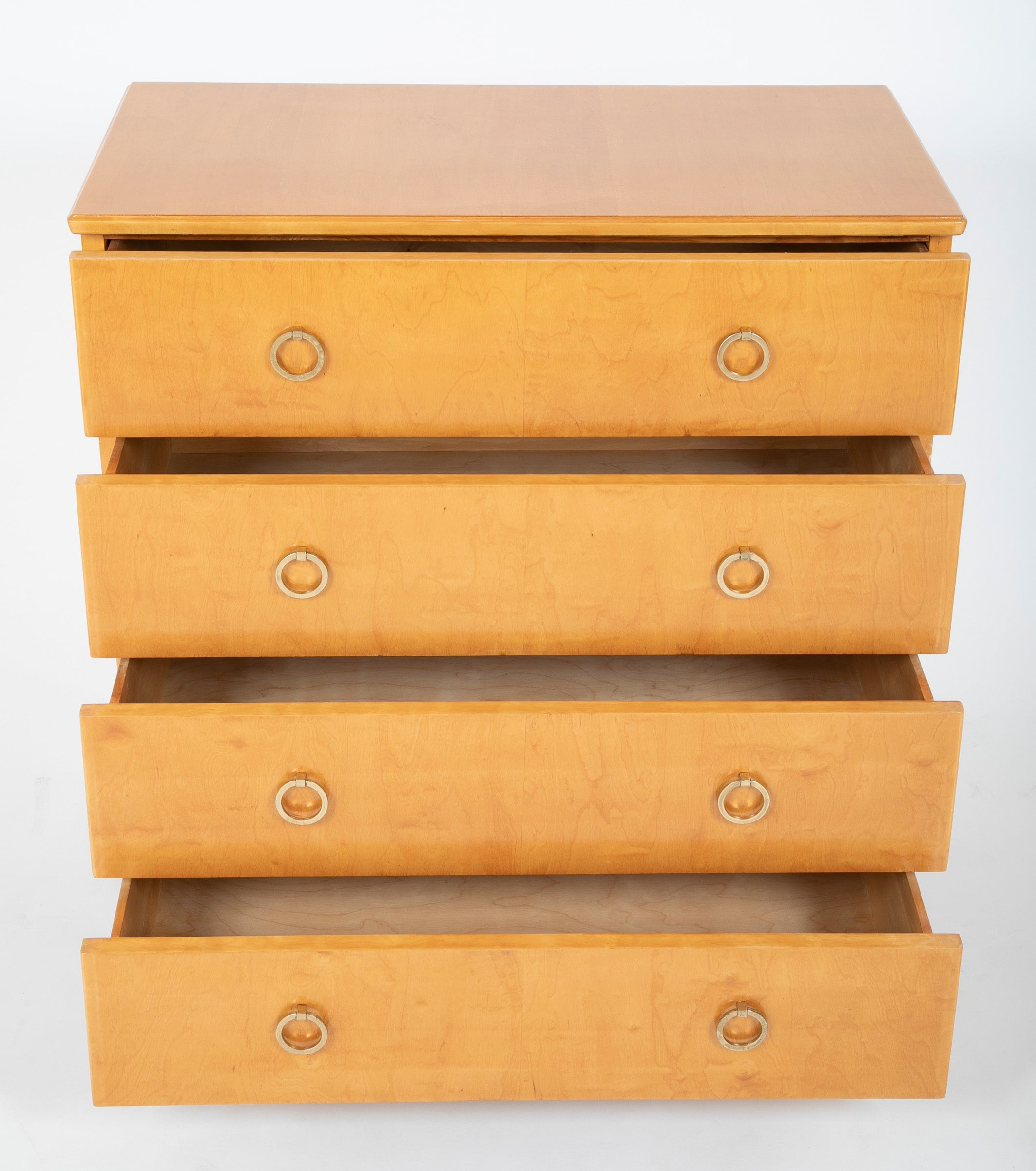 A French Mid-Century Three Drawer Chest with Circular Pulls