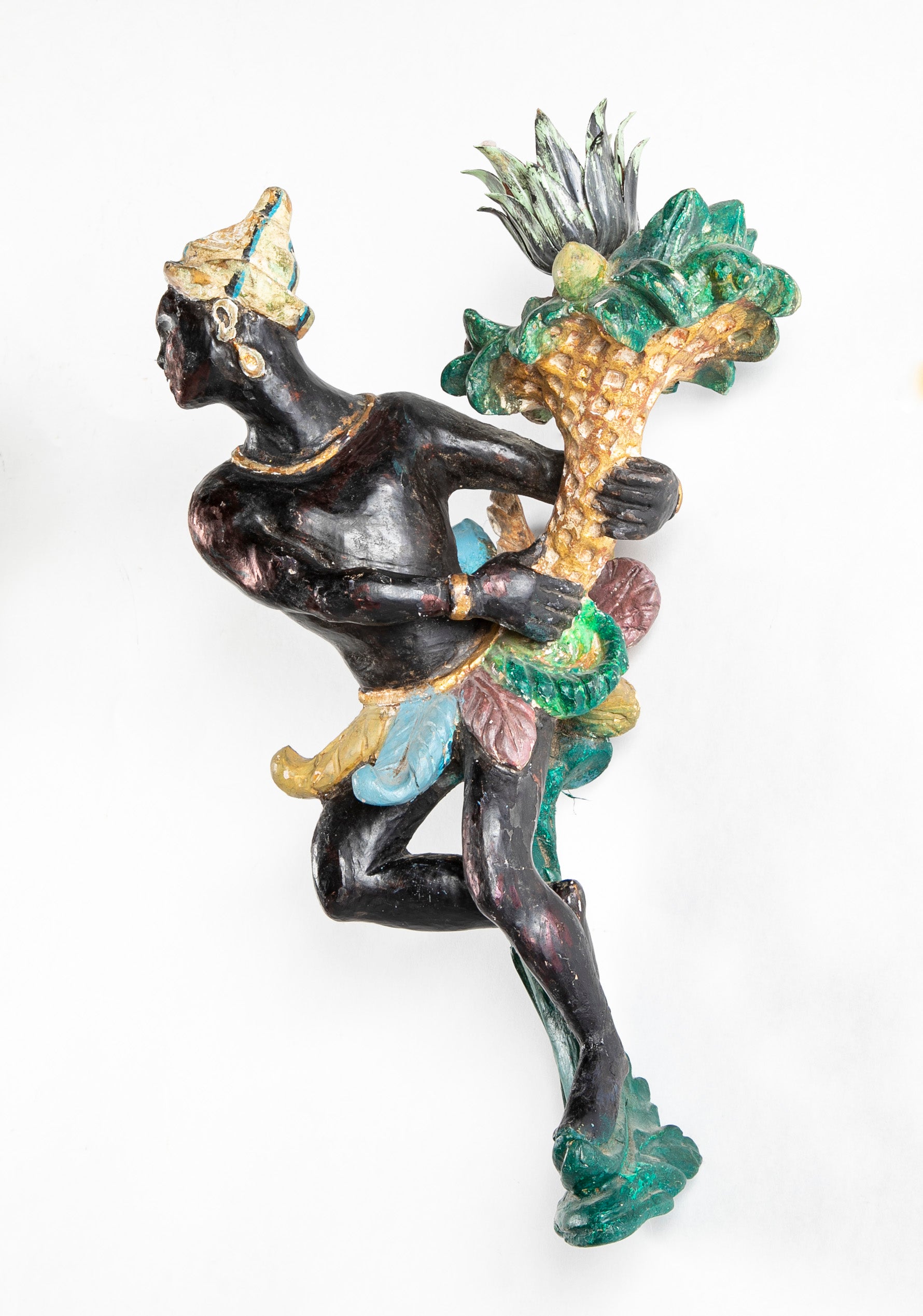 Pair of Venetian Carved Polychrome Cornucopia