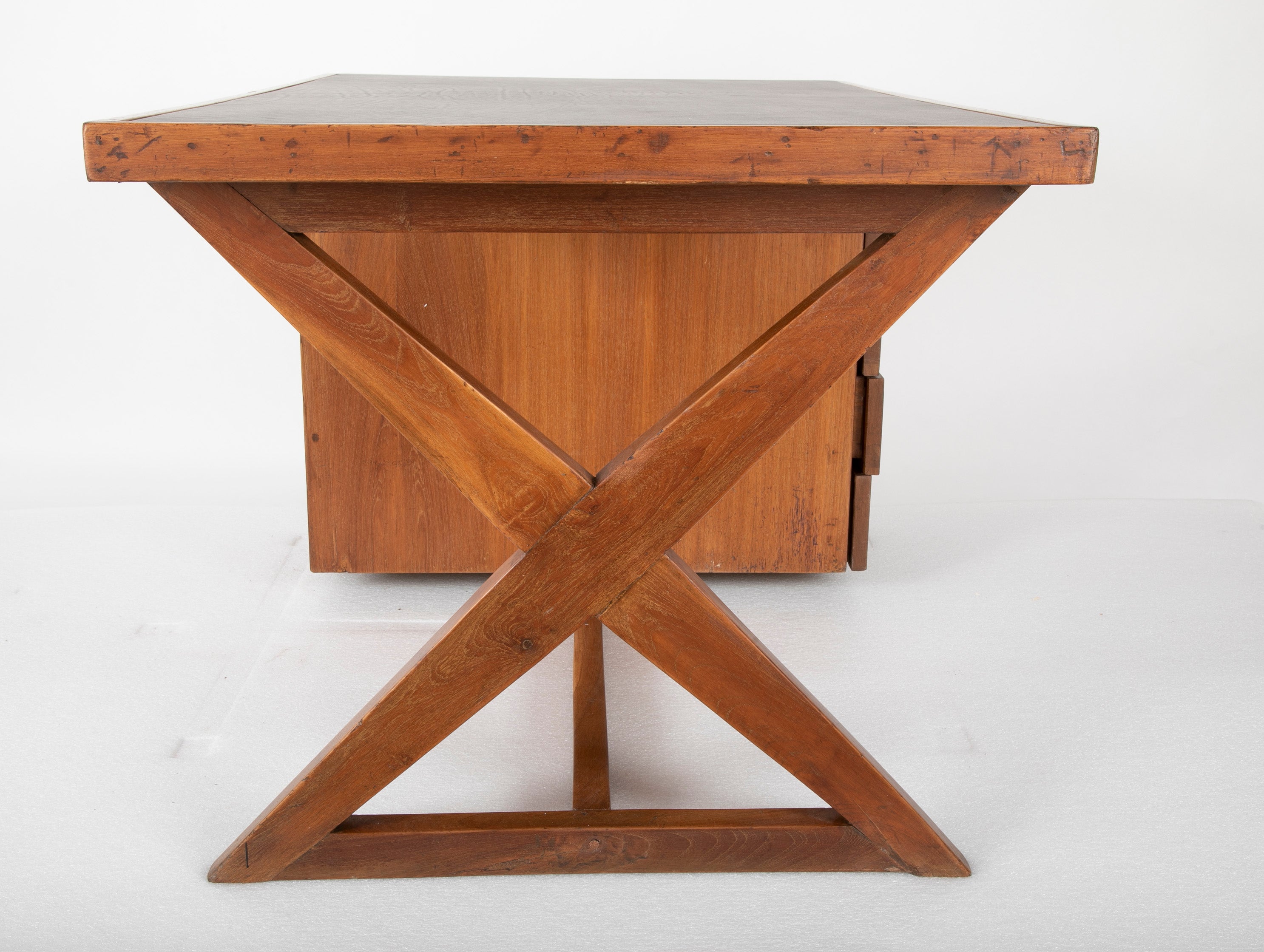 Original Pierre Jeanneret 'X' Leg Desk from the Offices of Chandigarh, India Designed by Le Corbusier