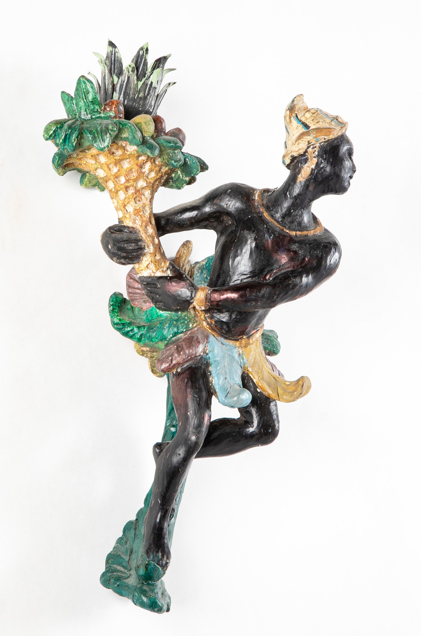 Pair of Venetian Carved Polychrome Cornucopia